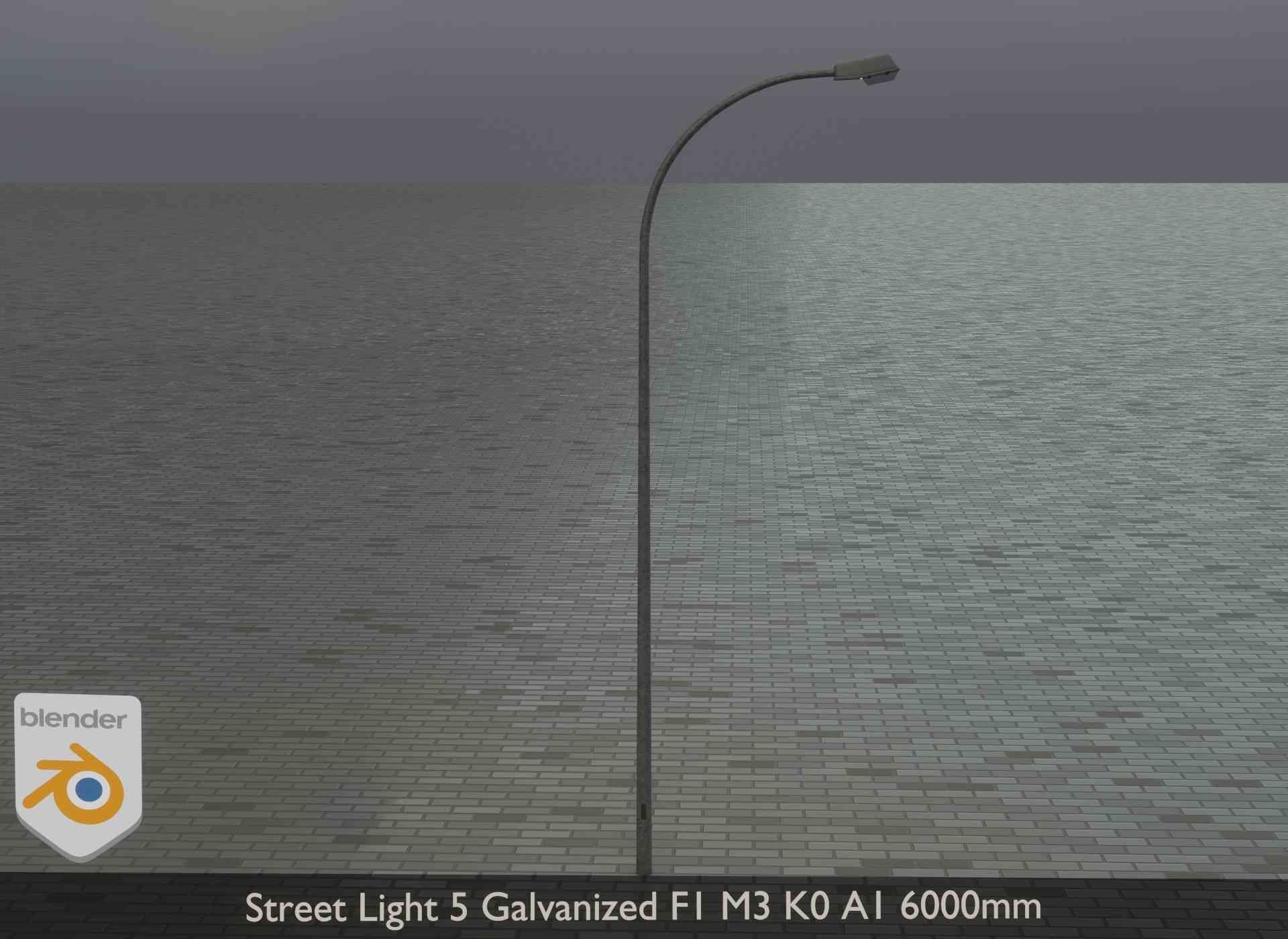 Street Light 5 Galvanized F1 M3 K0 A1 6000mm Low-poly 3D model_13