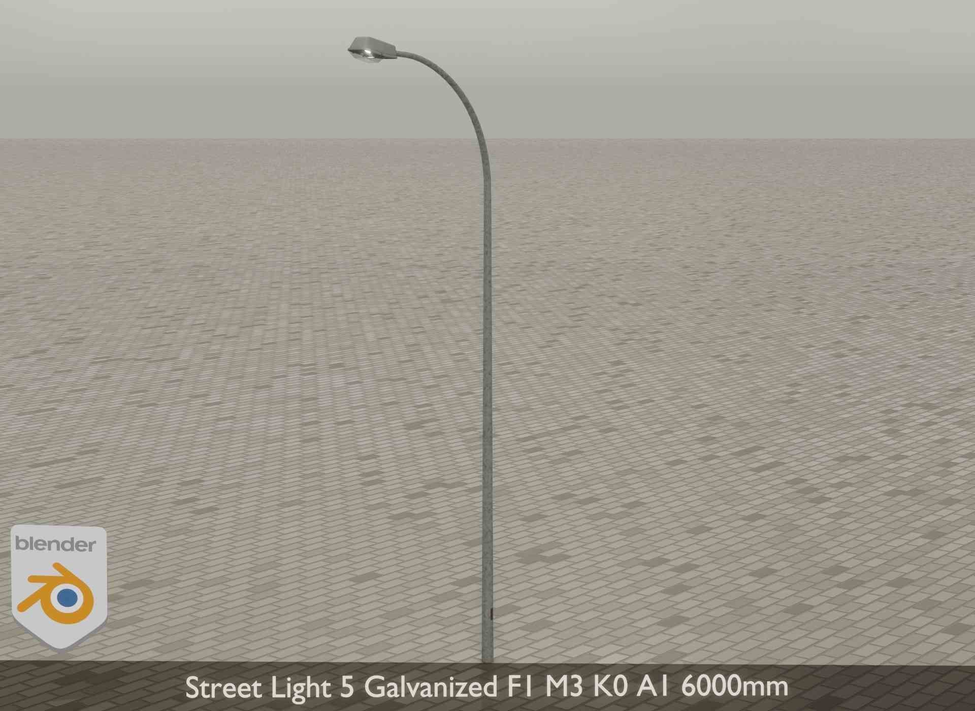 Street Light 5 Galvanized F1 M3 K0 A1 6000mm Low-poly 3D model_22