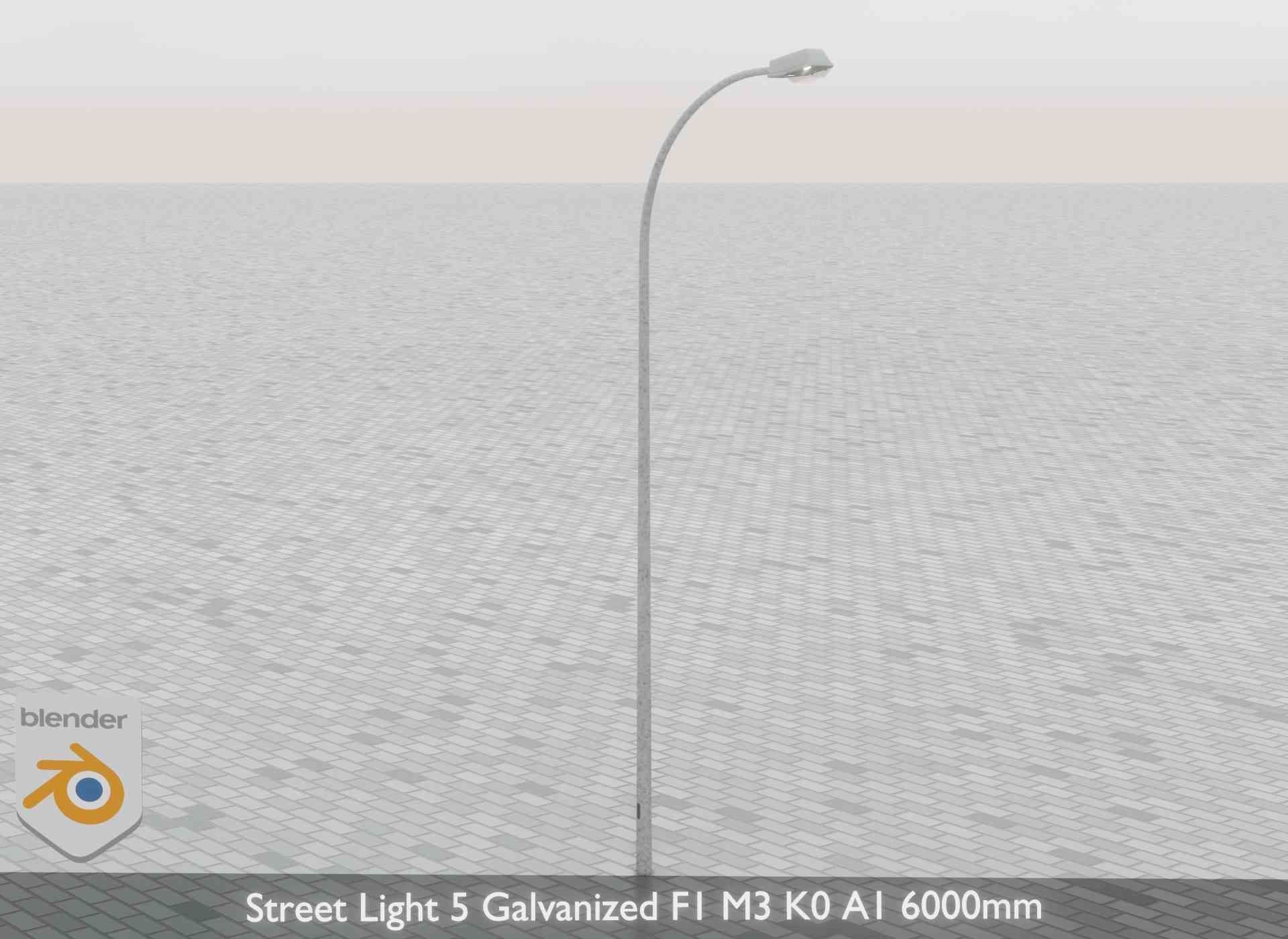 Street Light 5 Galvanized F1 M3 K0 A1 6000mm Low-poly 3D model_42