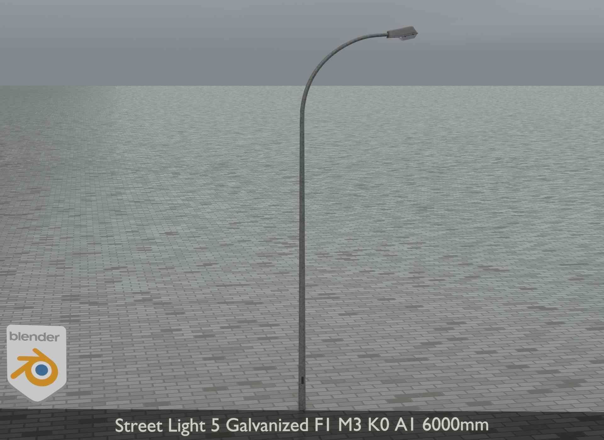 Street Light 5 Galvanized F1 M3 K0 A1 6000mm Low-poly 3D model_12