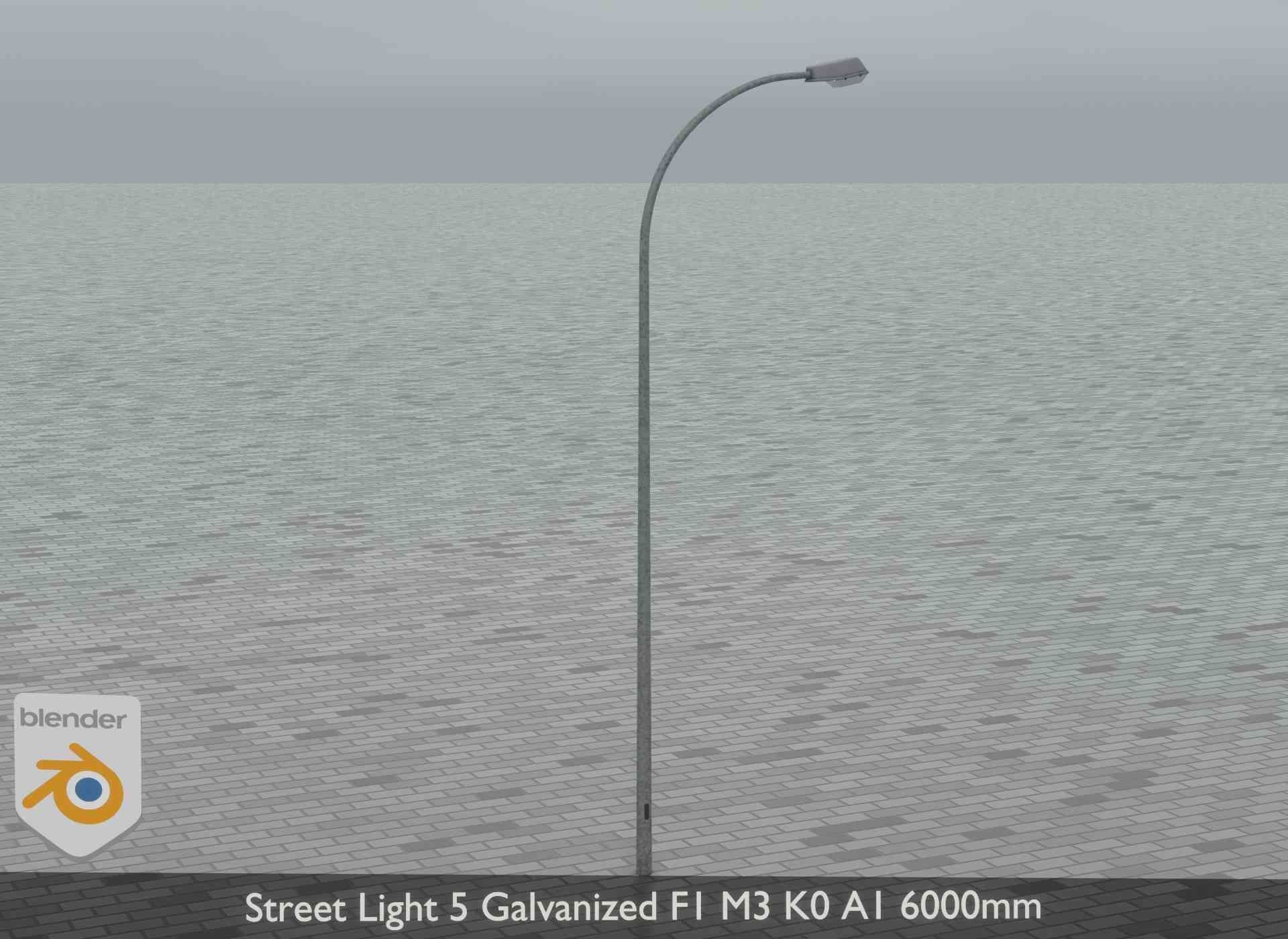 Street Light 5 Galvanized F1 M3 K0 A1 6000mm Low-poly 3D model_11