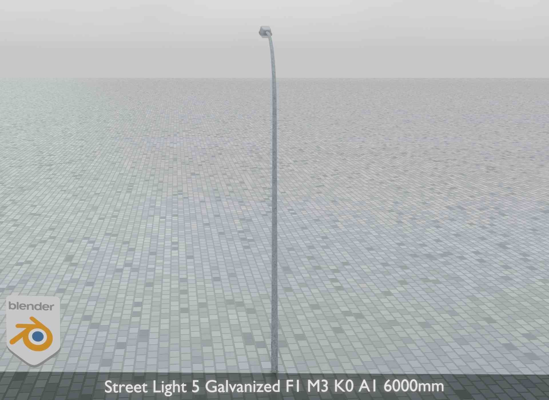 Street Light 5 Galvanized F1 M3 K0 A1 6000mm Low-poly 3D model_6