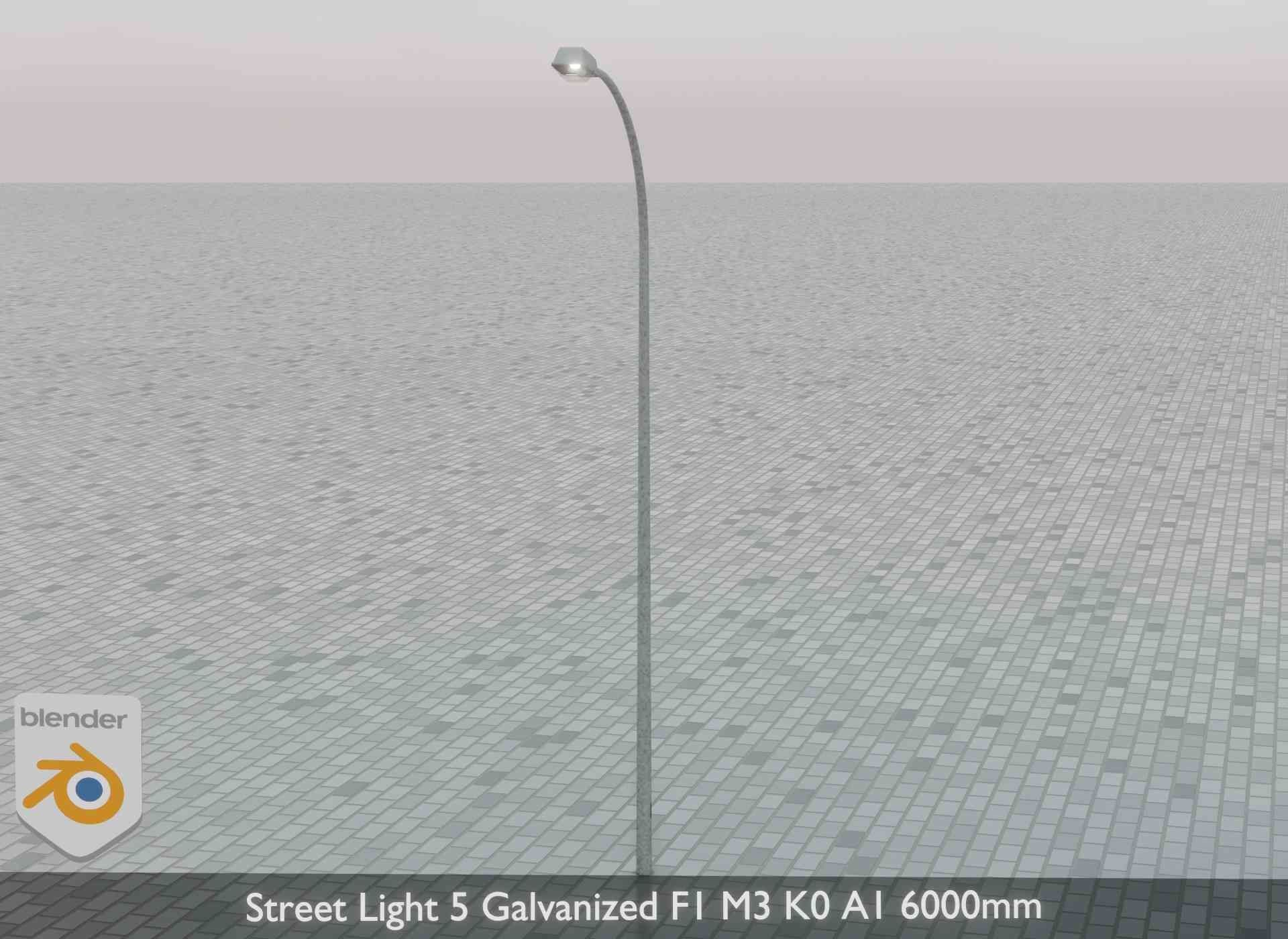 Street Light 5 Galvanized F1 M3 K0 A1 6000mm Low-poly 3D model_46
