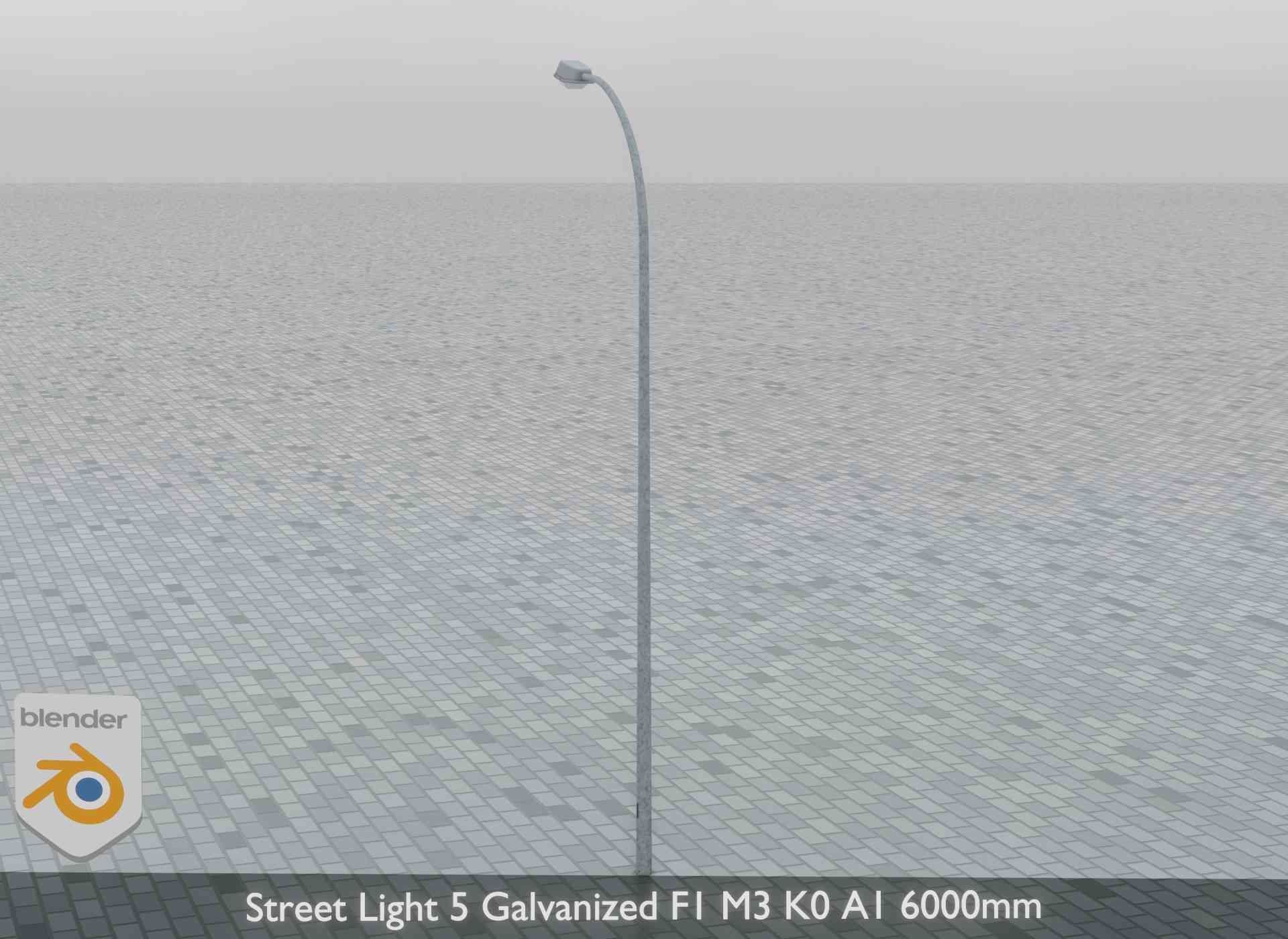 Street Light 5 Galvanized F1 M3 K0 A1 6000mm Low-poly 3D model_5
