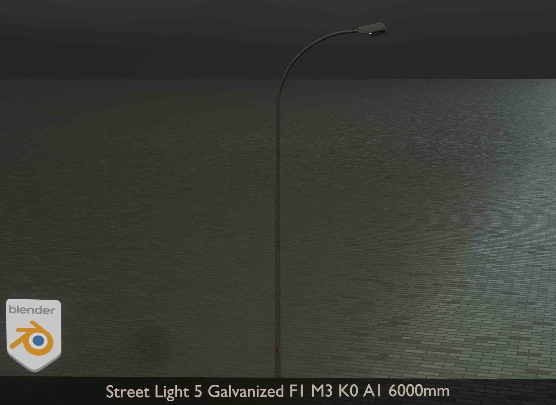 Street Light 5 Galvanized F1 M3 K0 A1 6000mm Low-poly 3D model_14