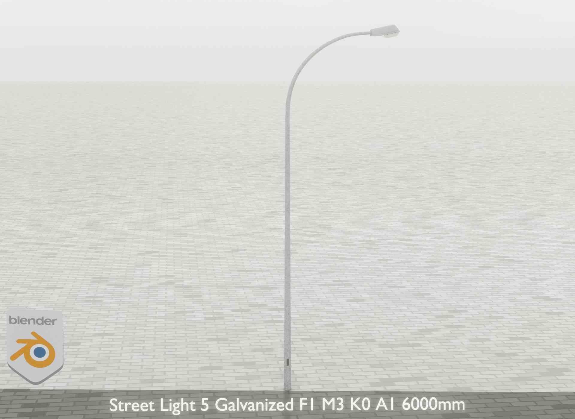 Street Light 5 Galvanized F1 M3 K0 A1 6000mm Low-poly 3D model_38
