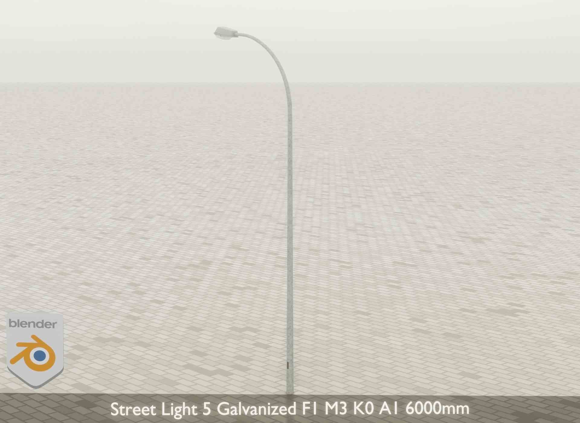 Street Light 5 Galvanized F1 M3 K0 A1 6000mm Low-poly 3D model_29