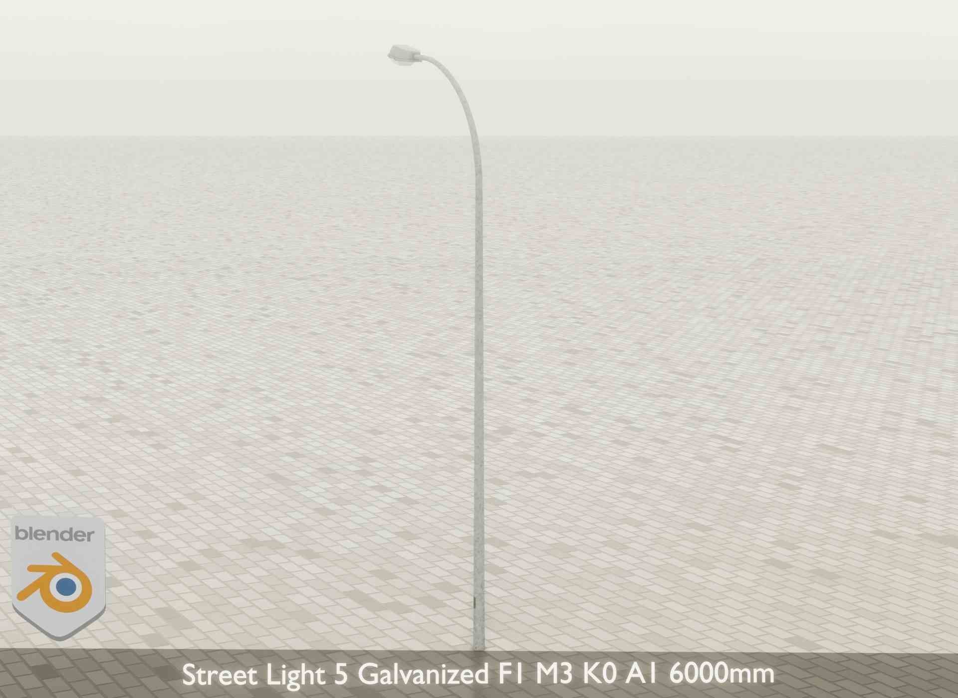 Street Light 5 Galvanized F1 M3 K0 A1 6000mm Low-poly 3D model_30