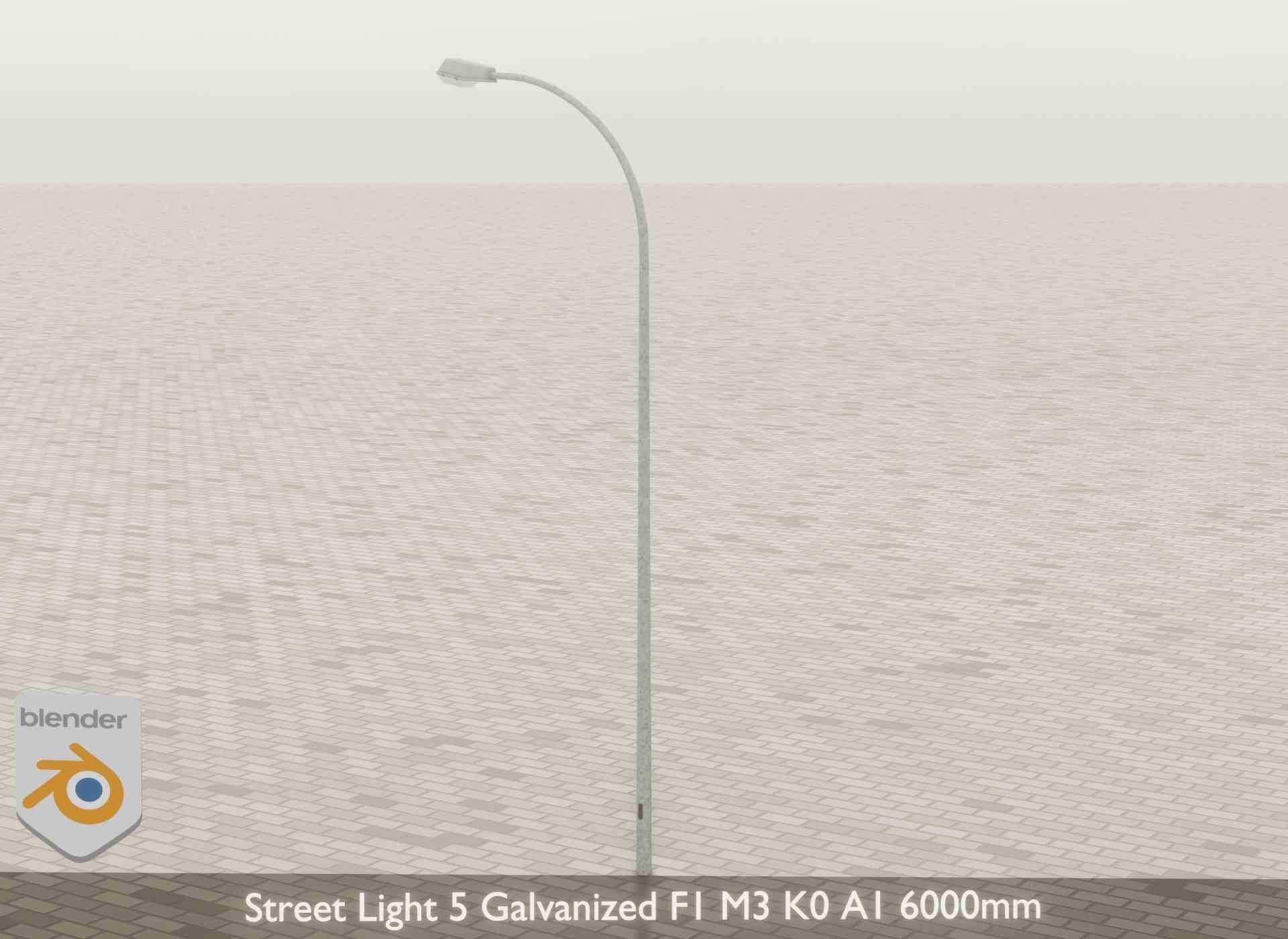 Street Light 5 Galvanized F1 M3 K0 A1 6000mm Low-poly 3D model_28