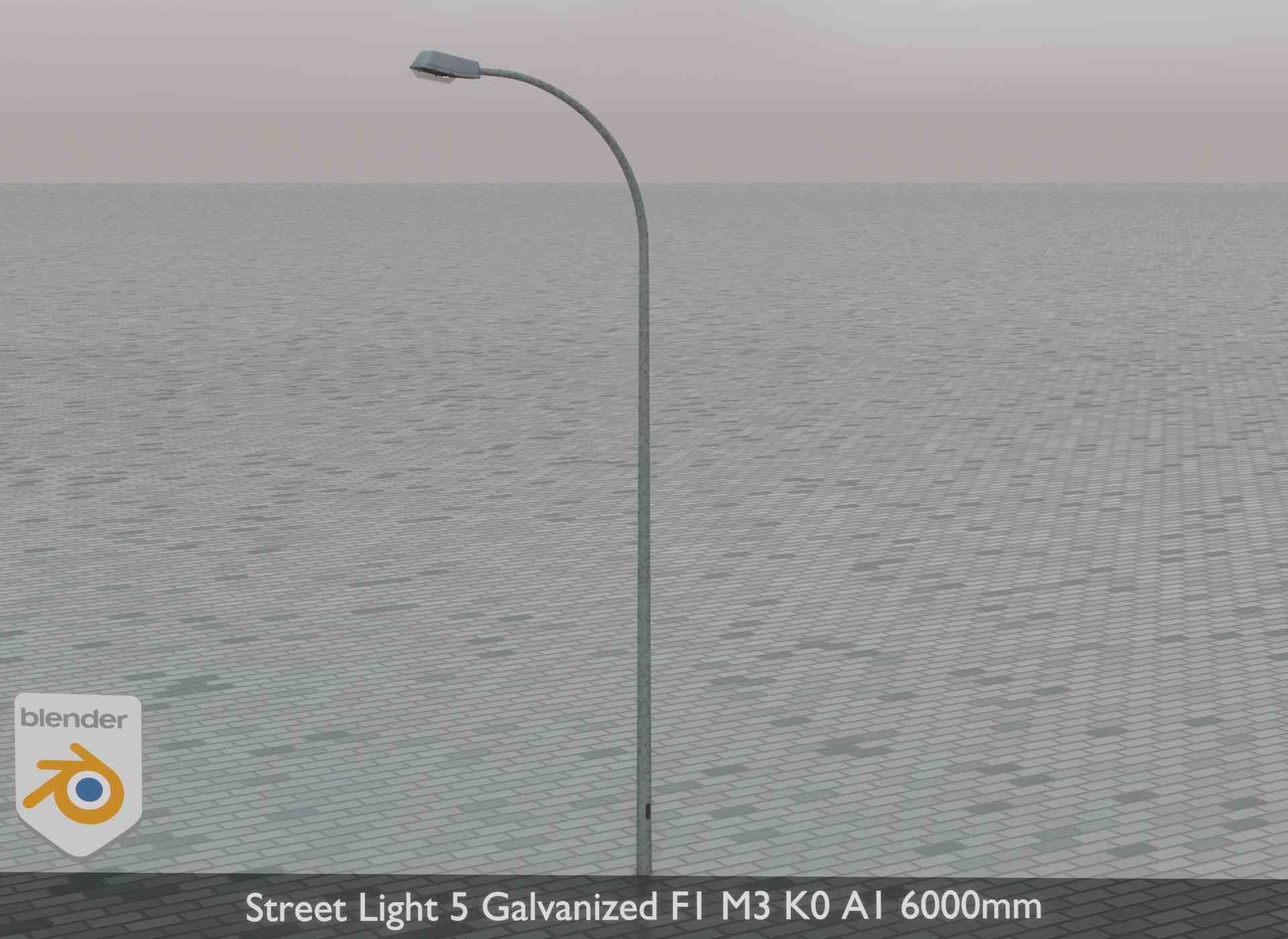 Street Light 5 Galvanized F1 M3 K0 A1 6000mm Low-poly 3D model_49
