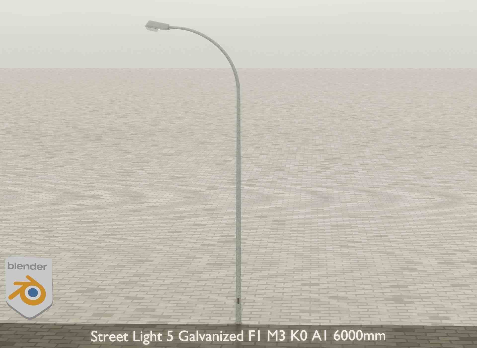 Street Light 5 Galvanized F1 M3 K0 A1 6000mm Low-poly 3D model_26