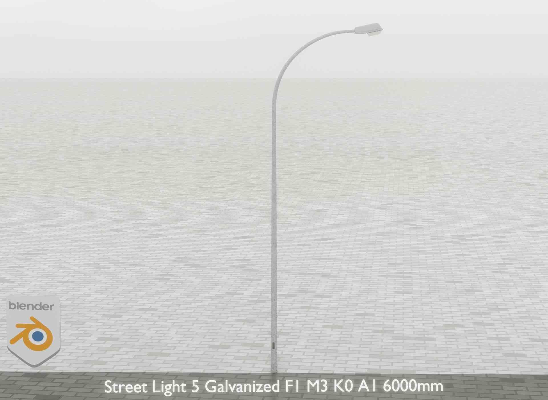 Street Light 5 Galvanized F1 M3 K0 A1 6000mm Low-poly 3D model_39