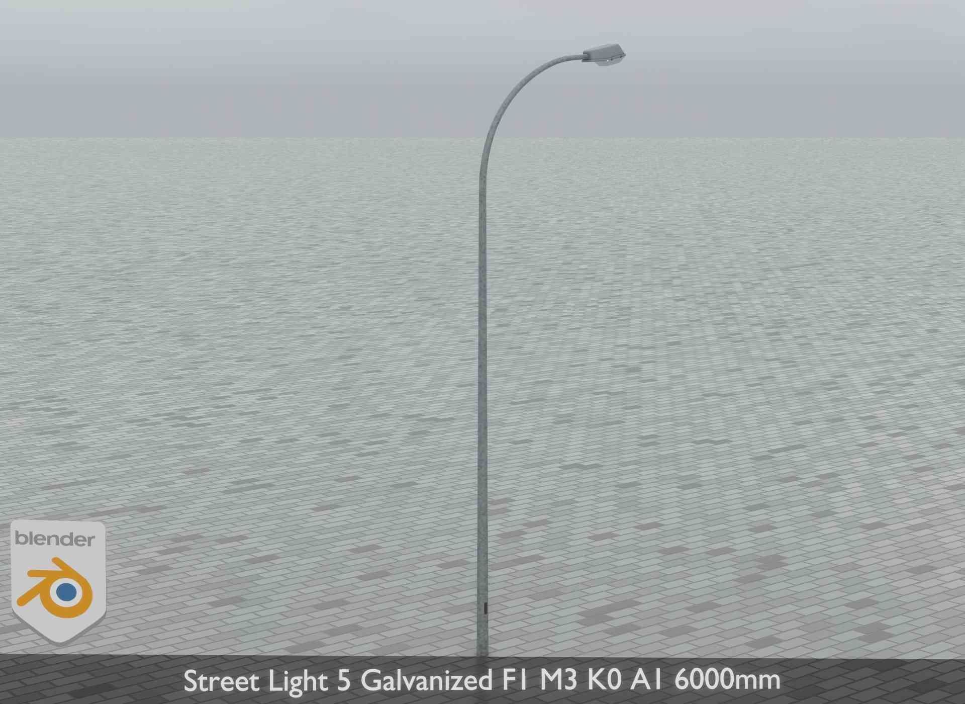 Street Light 5 Galvanized F1 M3 K0 A1 6000mm Low-poly 3D model_10