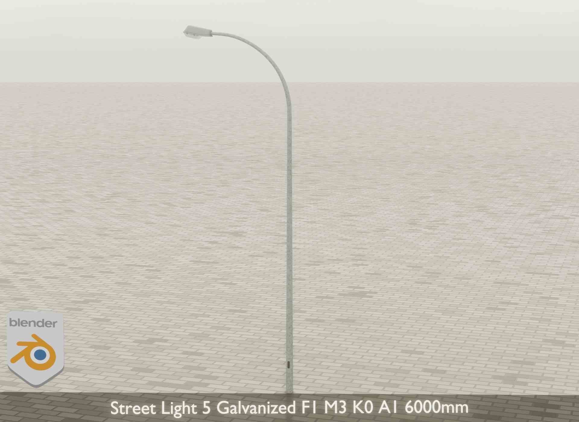 Street Light 5 Galvanized F1 M3 K0 A1 6000mm Low-poly 3D model_27