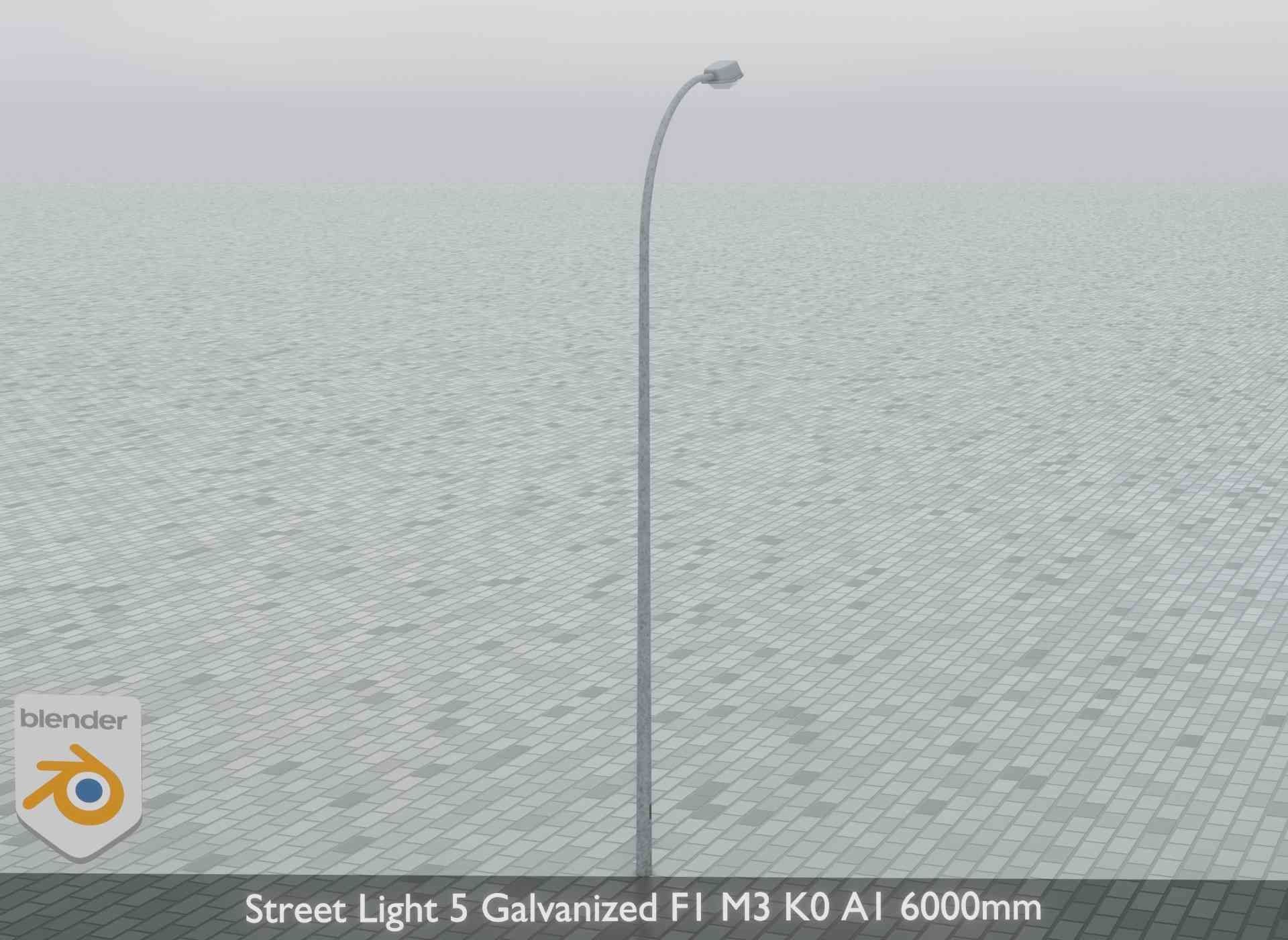 Street Light 5 Galvanized F1 M3 K0 A1 6000mm Low-poly 3D model_8