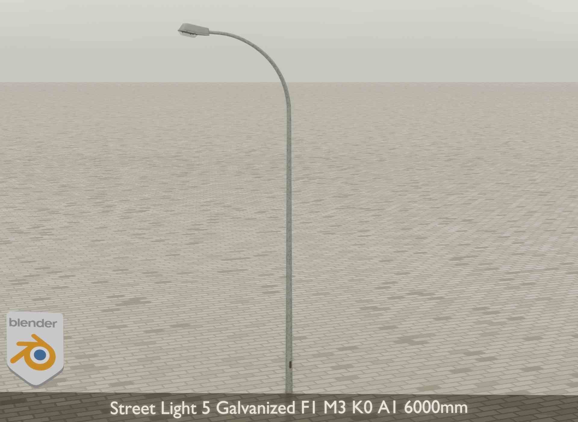 Street Light 5 Galvanized F1 M3 K0 A1 6000mm Low-poly 3D model_24