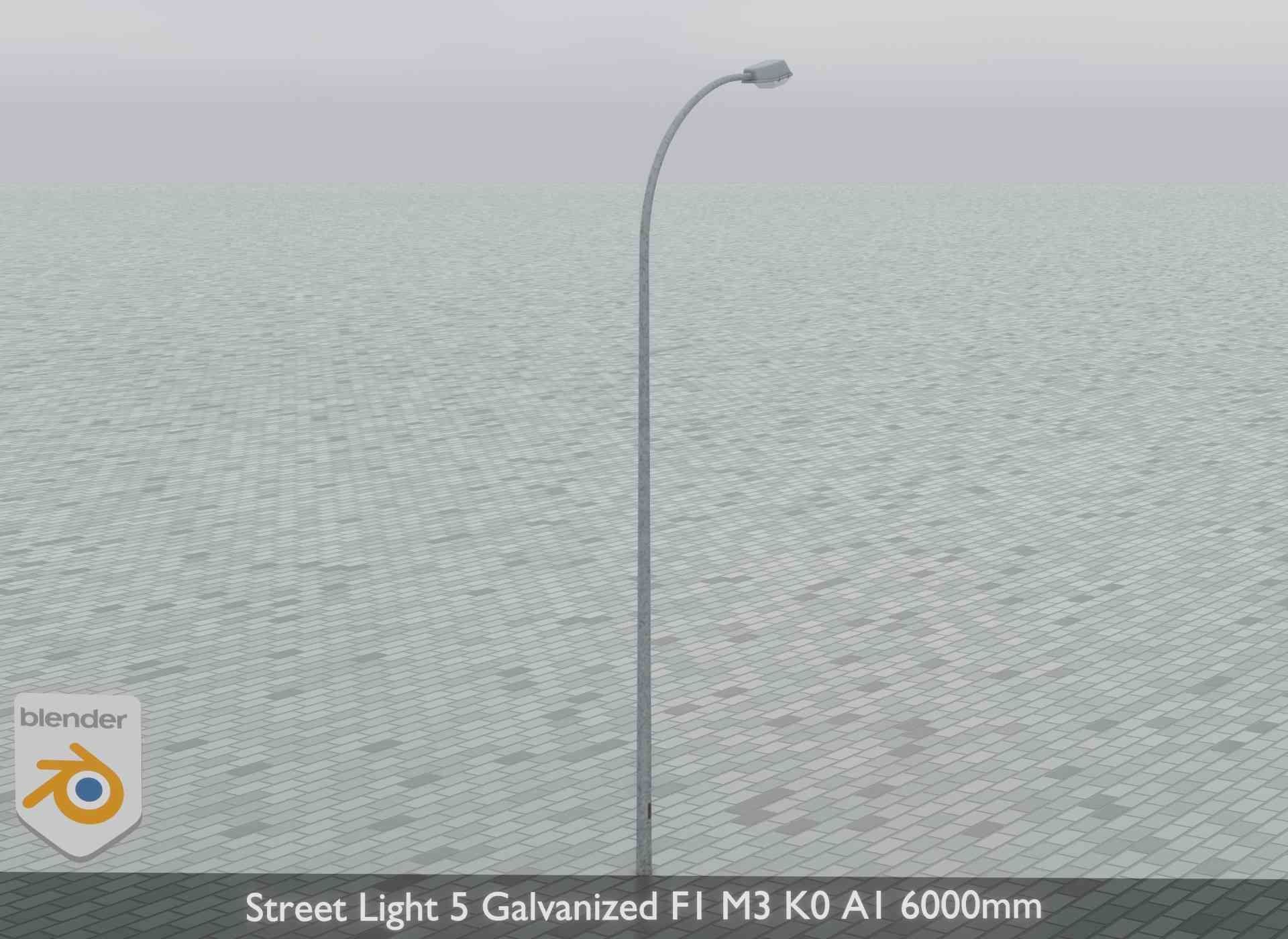 Street Light 5 Galvanized F1 M3 K0 A1 6000mm Low-poly 3D model_9