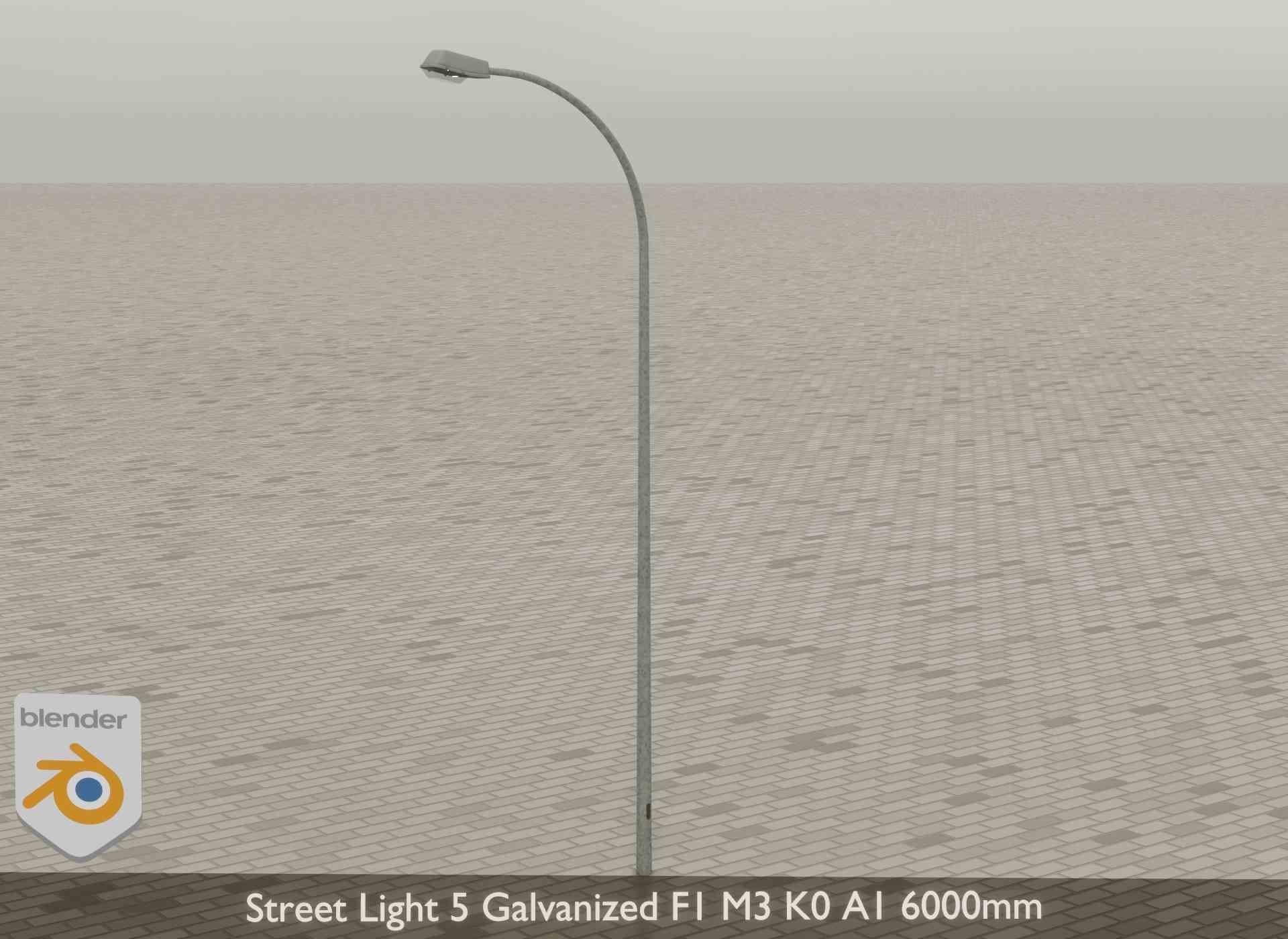 Street Light 5 Galvanized F1 M3 K0 A1 6000mm Low-poly 3D model_23