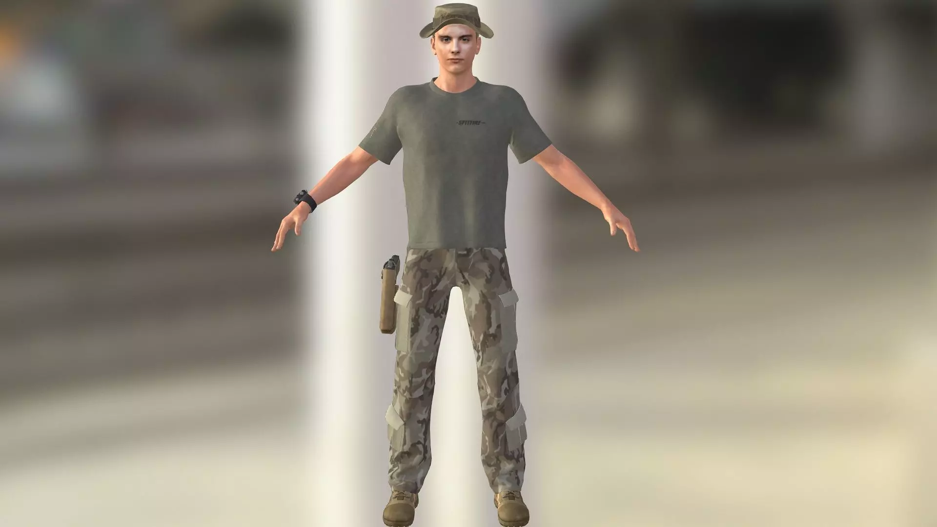 Tobey Maguire as Army Officer Low-poly 3D model_0