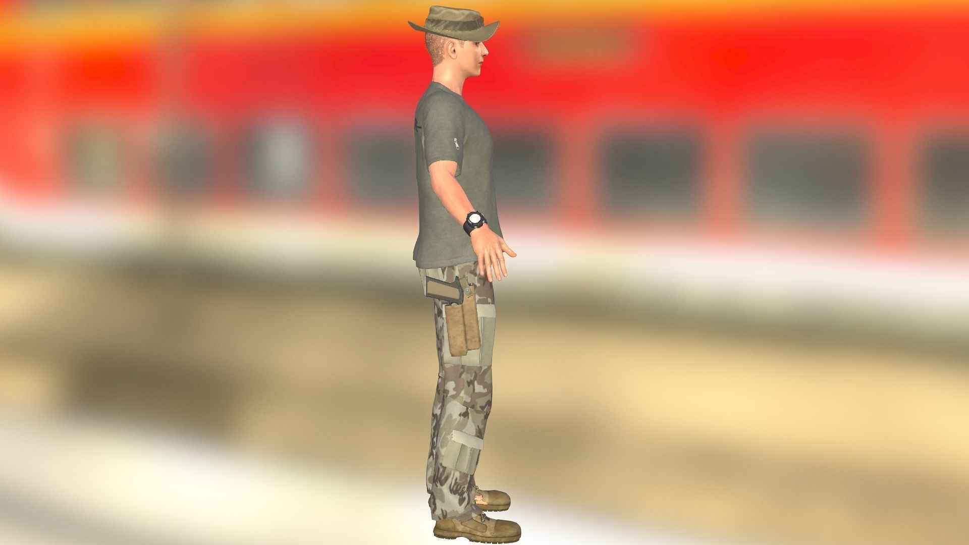 Tobey Maguire as Army Officer Low-poly 3D model_1