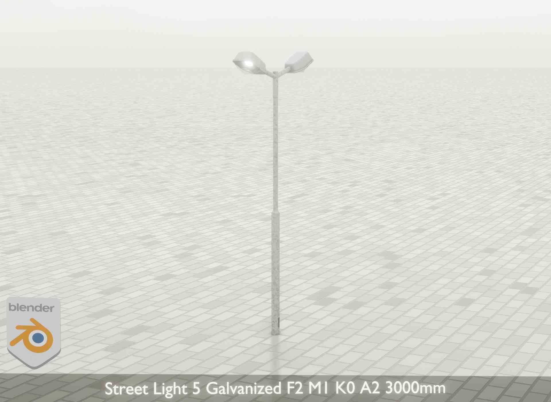 Street Light 5 Galvanized F2 M1 K0 A2 3000mm Low-poly 3D model_35