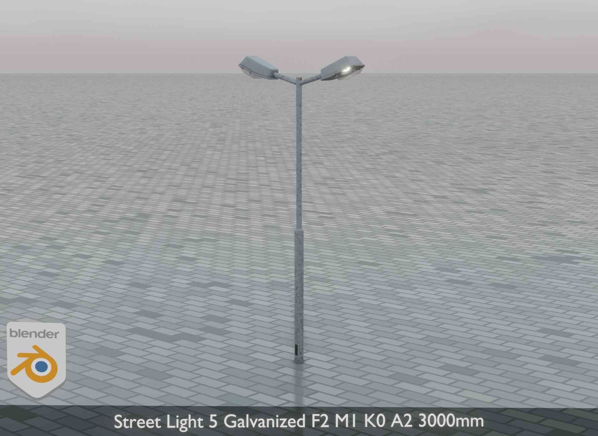 Street Light 5 Galvanized F2 M1 K0 A2 3000mm Low-poly 3D model_4