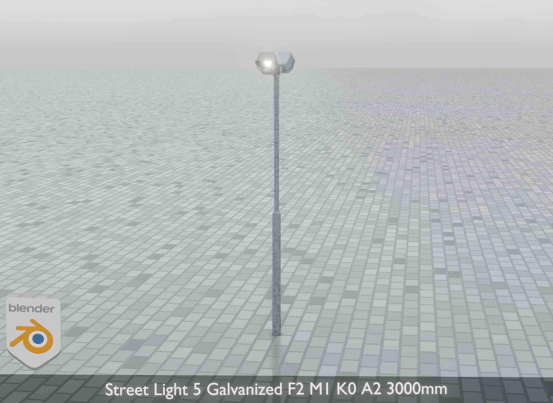 Street Light 5 Galvanized F2 M1 K0 A2 3000mm Low-poly 3D model_8