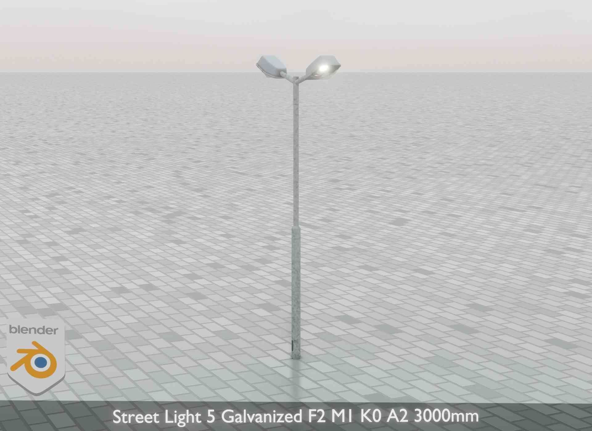 Street Light 5 Galvanized F2 M1 K0 A2 3000mm Low-poly 3D model_44