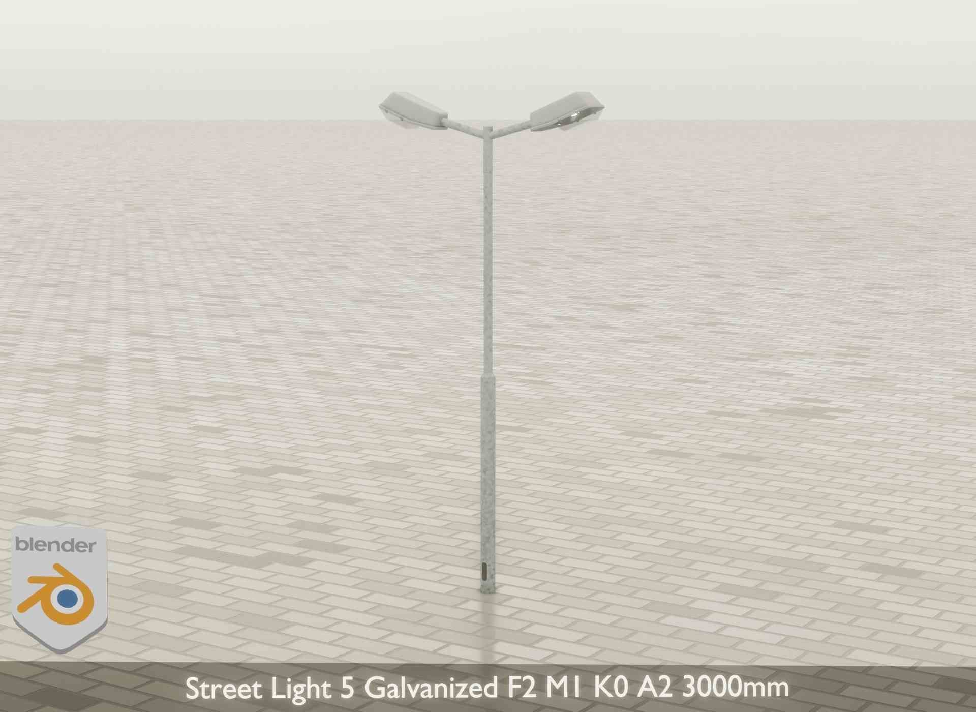 Street Light 5 Galvanized F2 M1 K0 A2 3000mm Low-poly 3D model_29