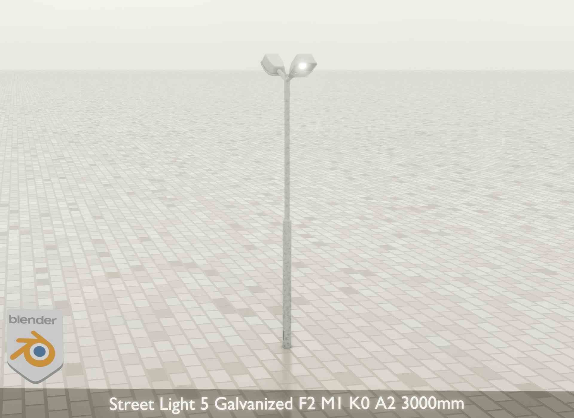 Street Light 5 Galvanized F2 M1 K0 A2 3000mm Low-poly 3D model_32