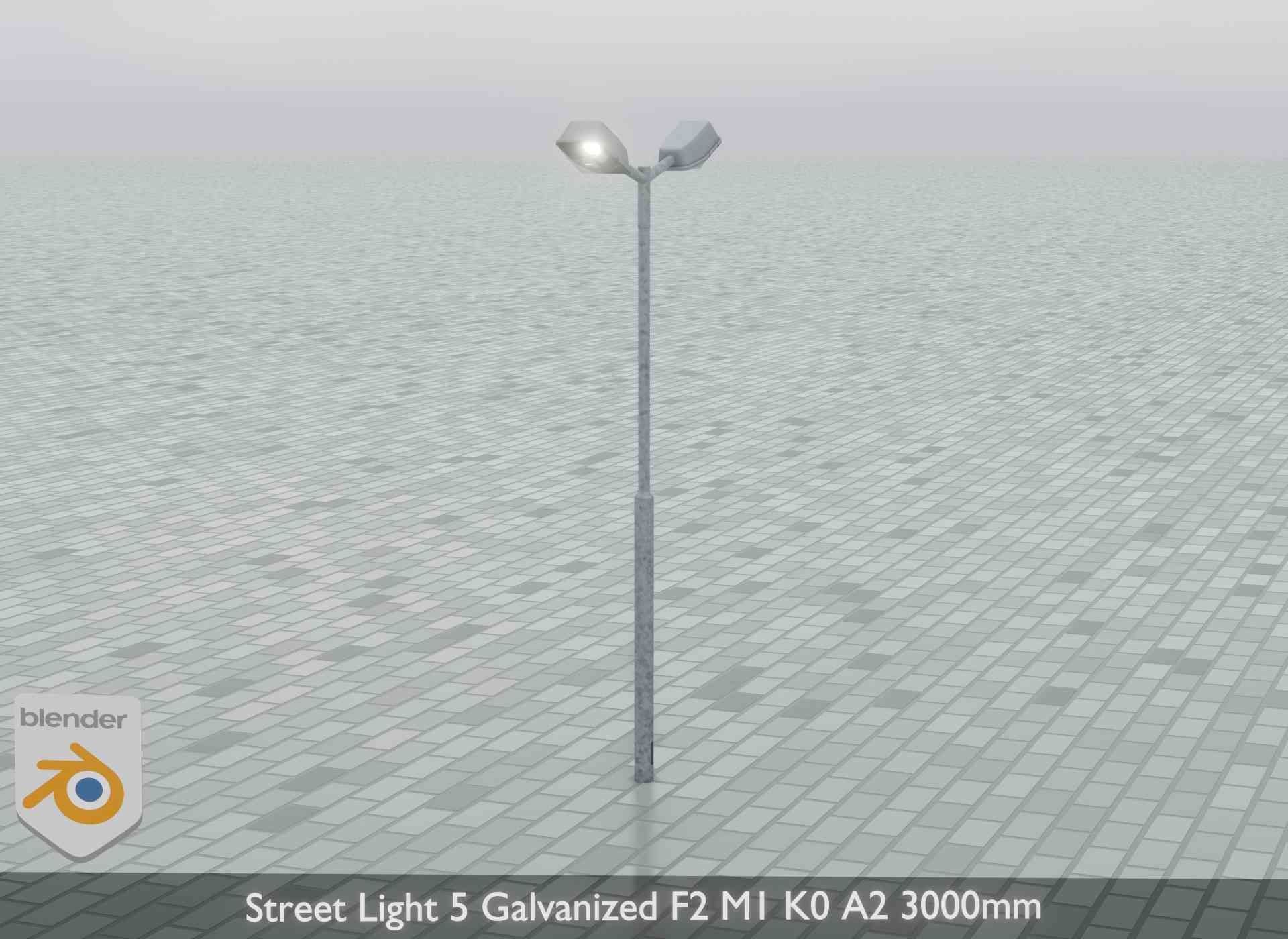 Street Light 5 Galvanized F2 M1 K0 A2 3000mm Low-poly 3D model_9