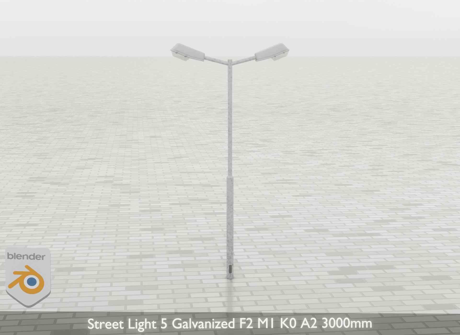 Street Light 5 Galvanized F2 M1 K0 A2 3000mm Low-poly 3D model_39