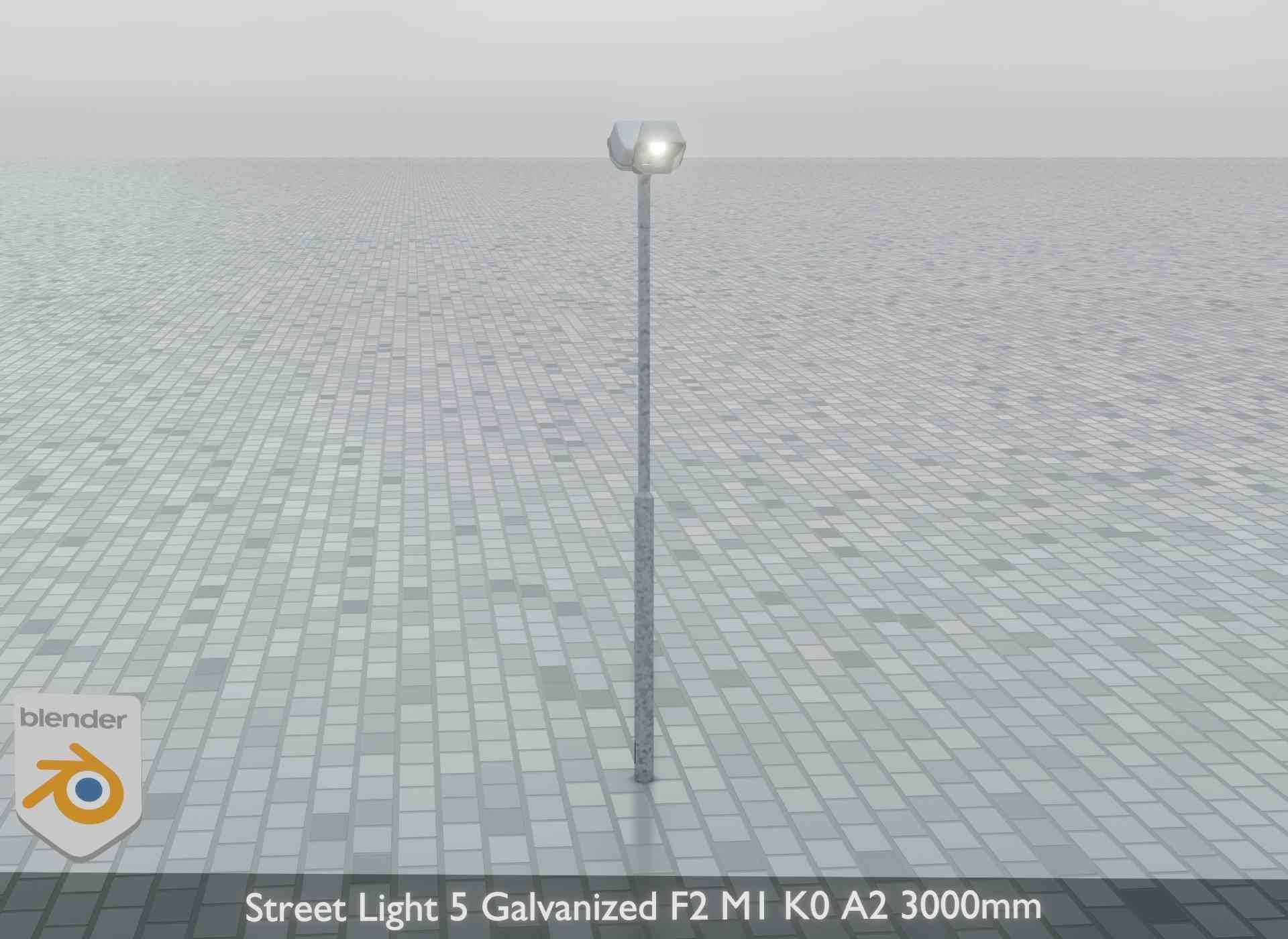 Street Light 5 Galvanized F2 M1 K0 A2 3000mm Low-poly 3D model_7