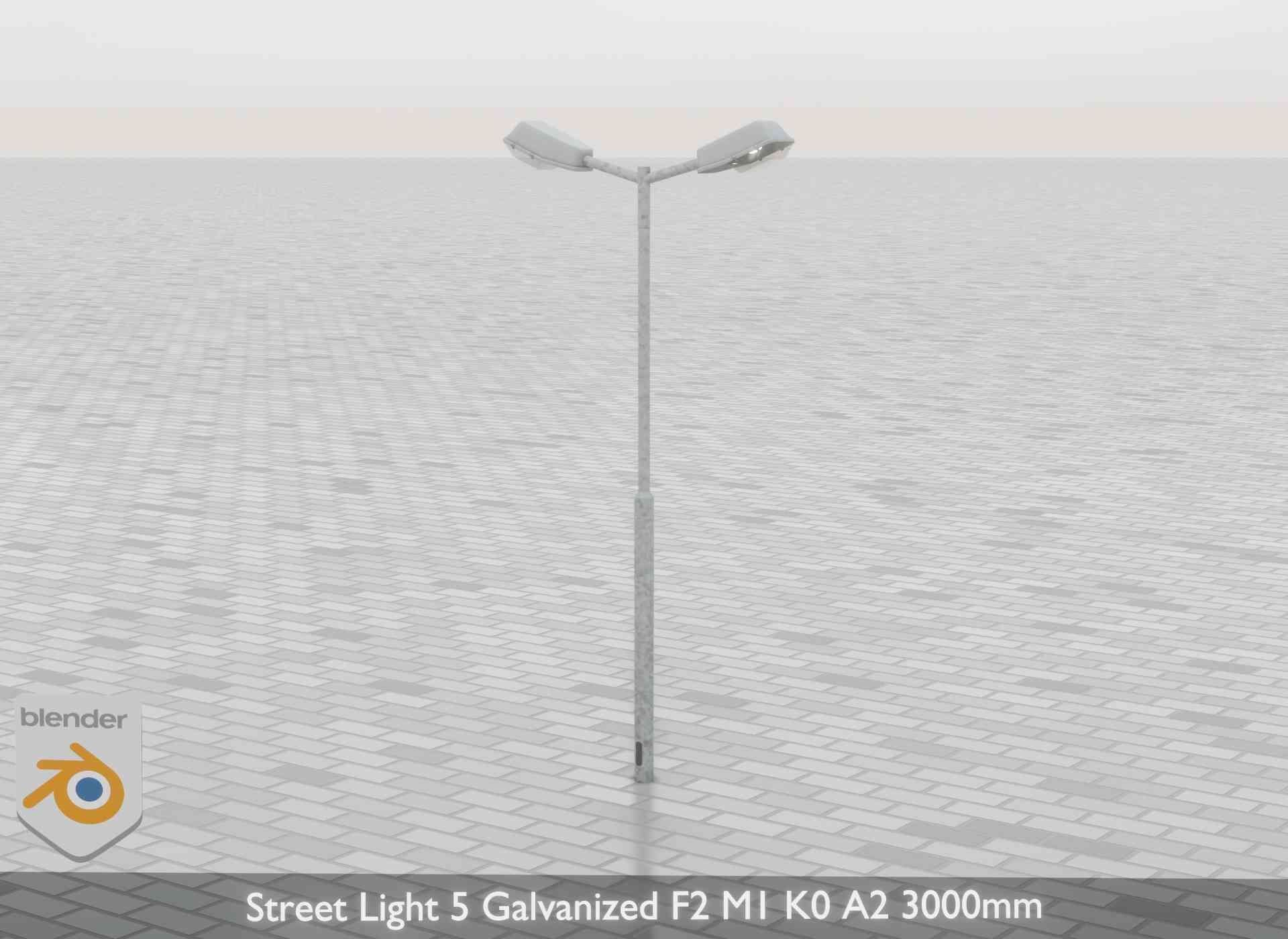 Street Light 5 Galvanized F2 M1 K0 A2 3000mm Low-poly 3D model_42