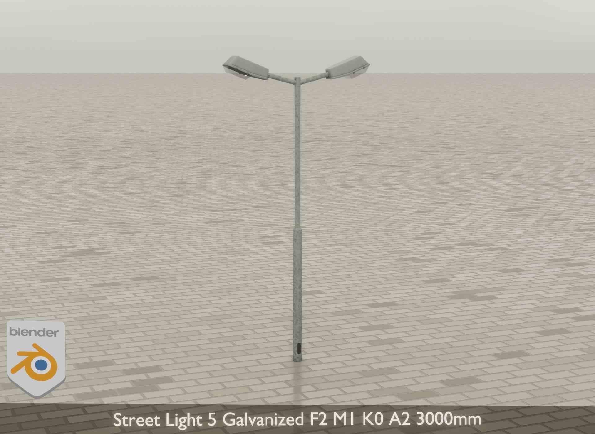 Street Light 5 Galvanized F2 M1 K0 A2 3000mm Low-poly 3D model_25