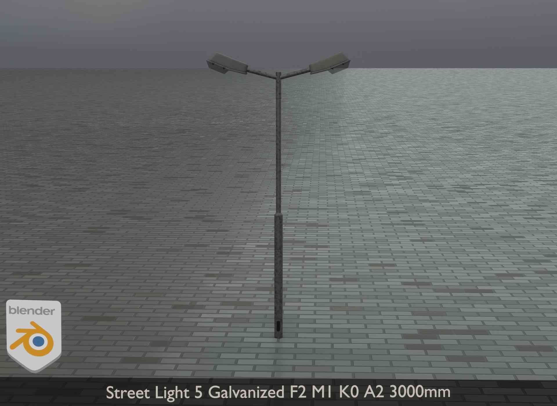 Street Light 5 Galvanized F2 M1 K0 A2 3000mm Low-poly 3D model_14