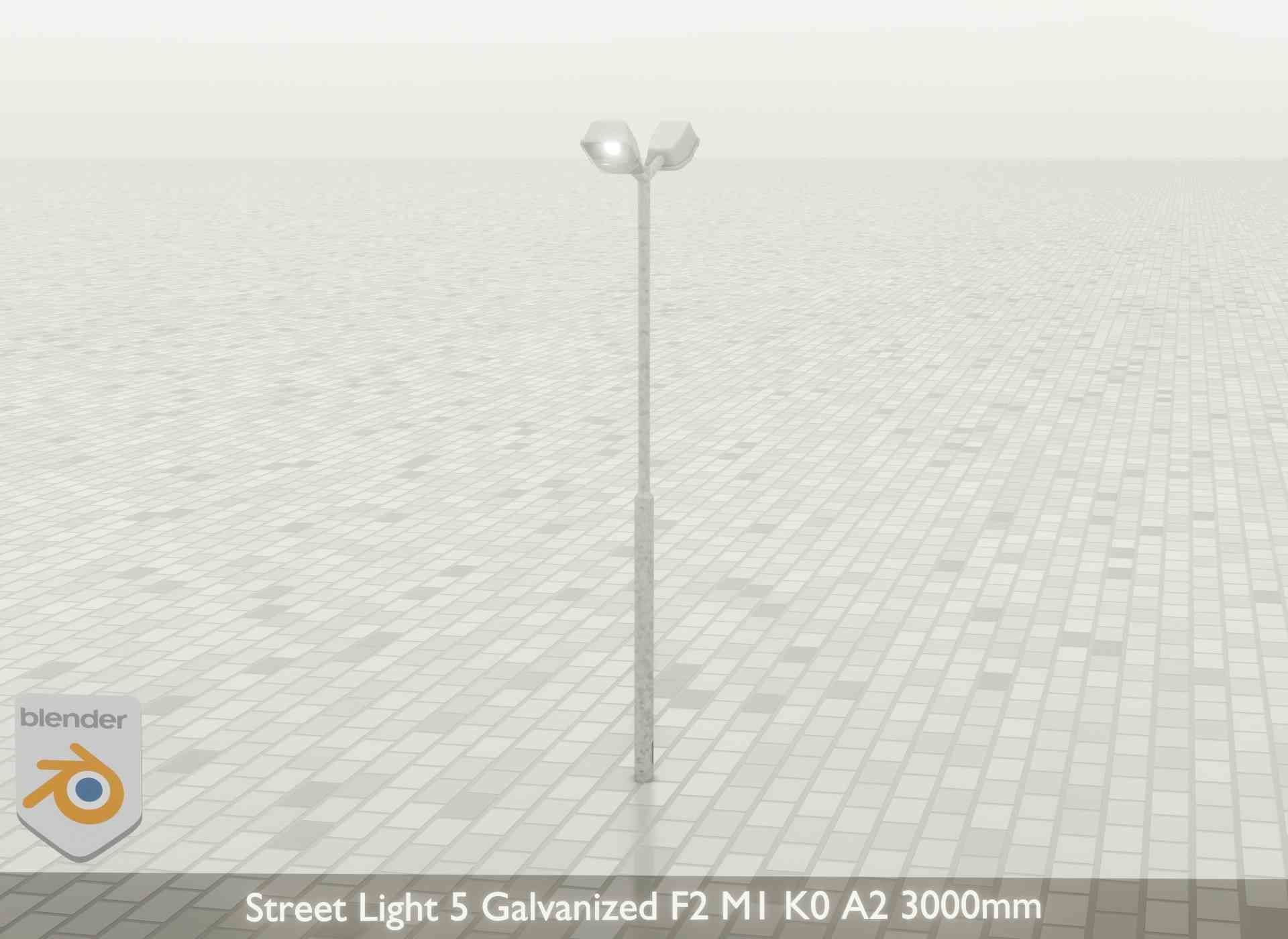 Street Light 5 Galvanized F2 M1 K0 A2 3000mm Low-poly 3D model_34