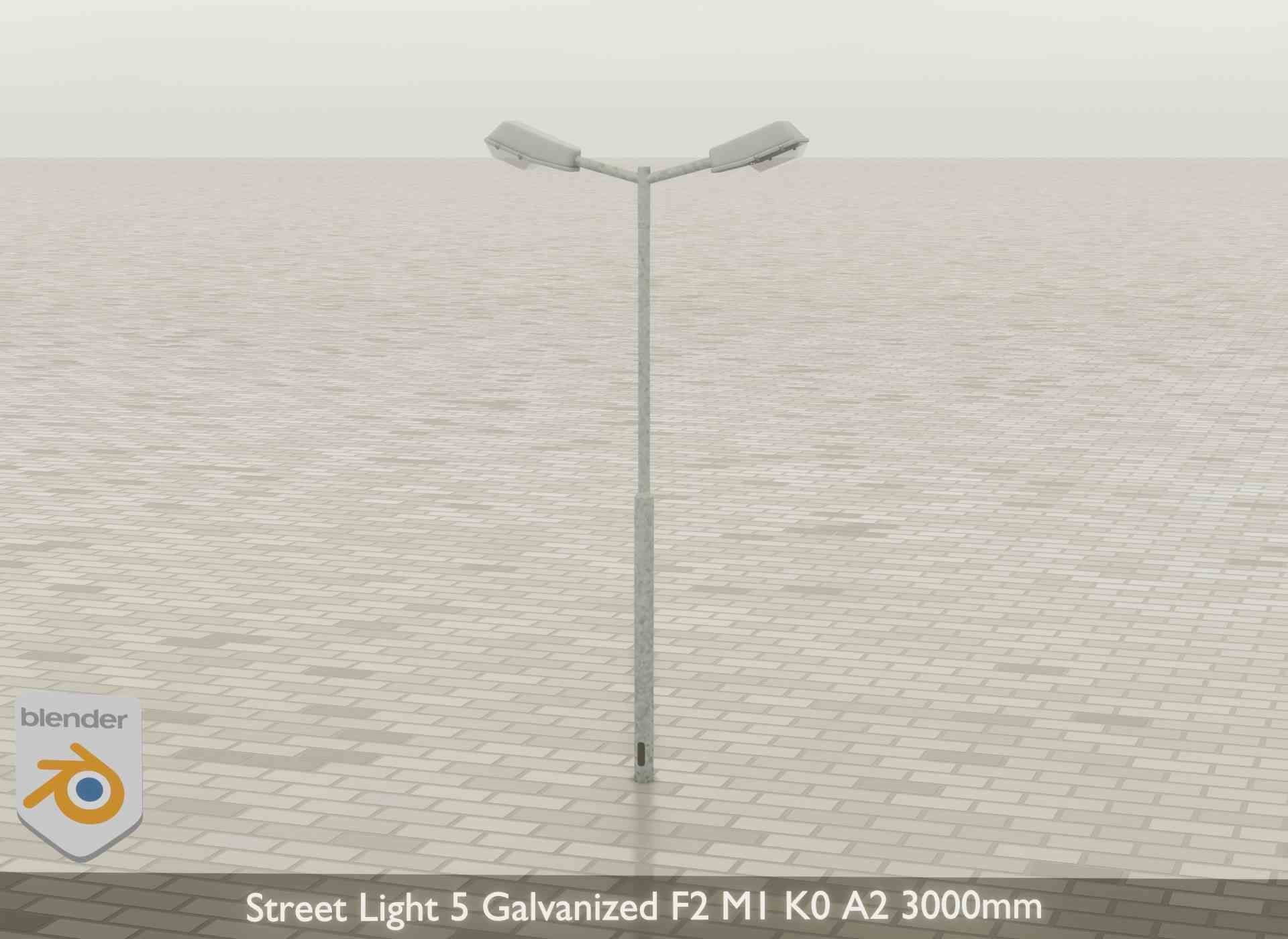 Street Light 5 Galvanized F2 M1 K0 A2 3000mm Low-poly 3D model_28