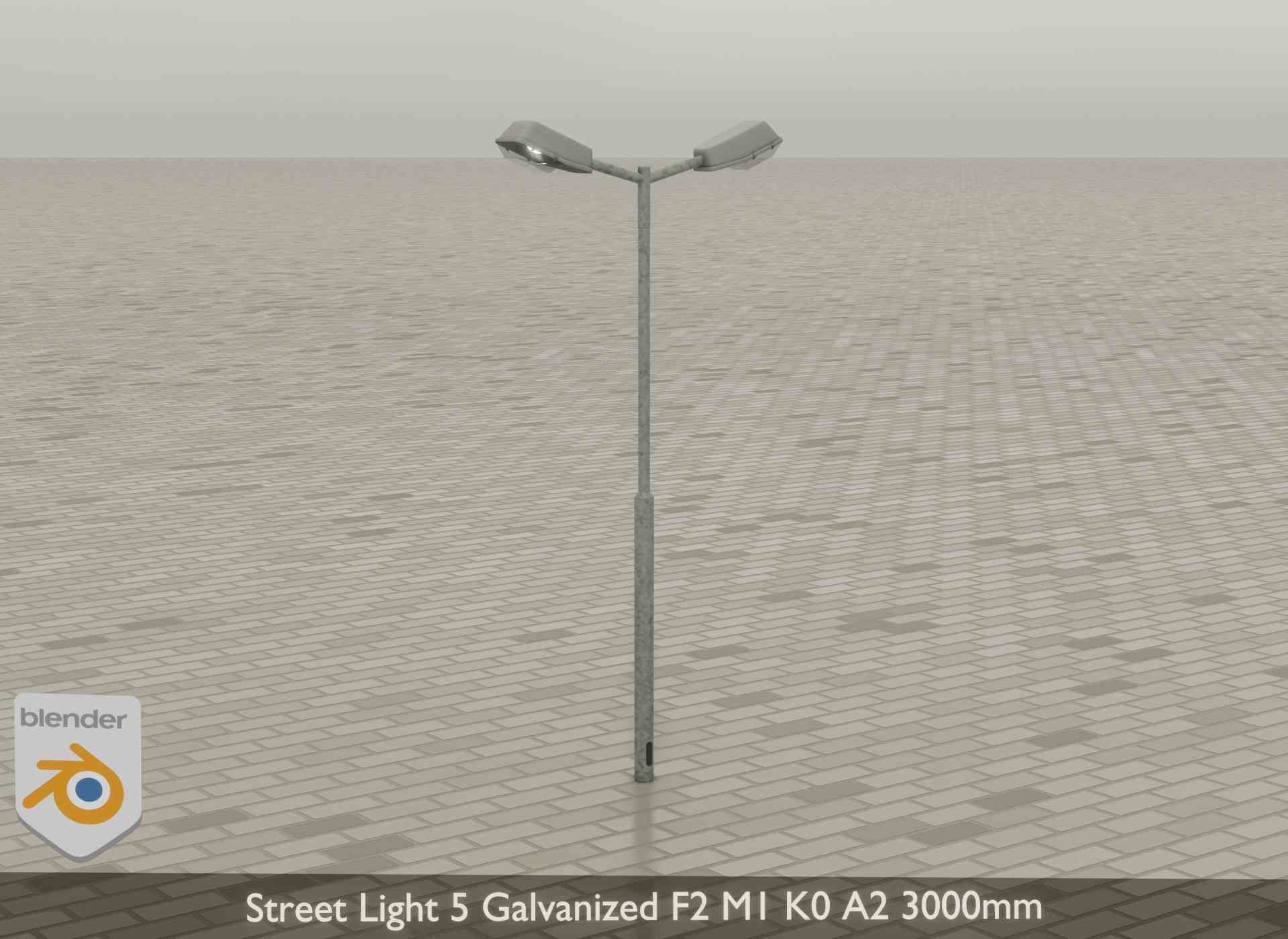 Street Light 5 Galvanized F2 M1 K0 A2 3000mm Low-poly 3D model_24