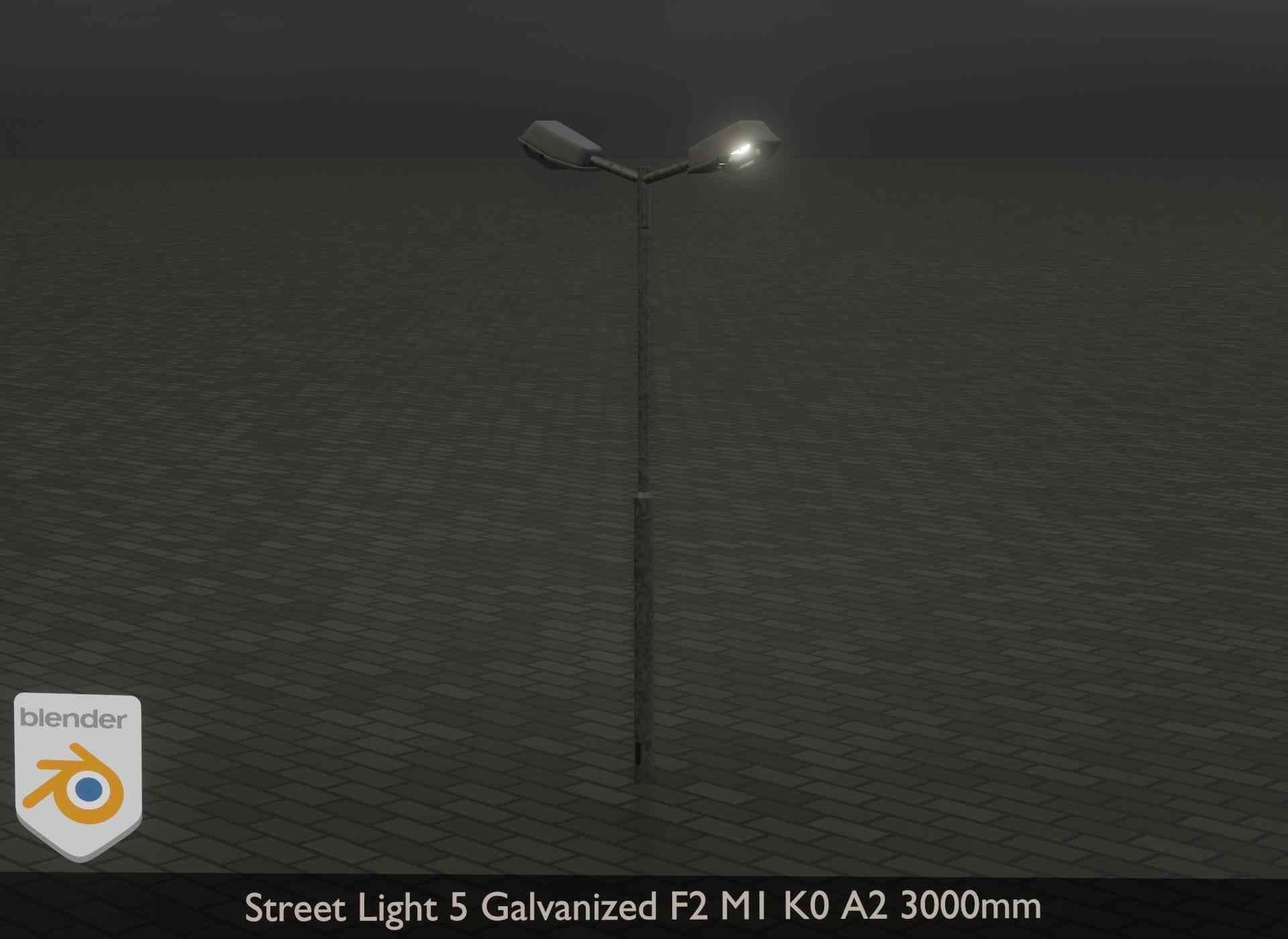 Street Light 5 Galvanized F2 M1 K0 A2 3000mm Low-poly 3D model_17