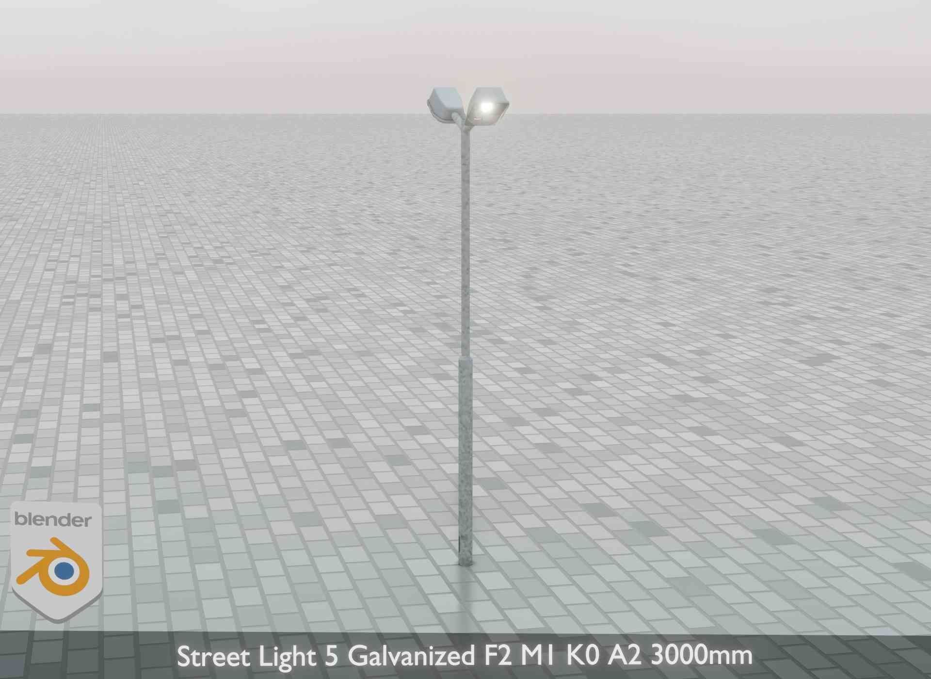 Street Light 5 Galvanized F2 M1 K0 A2 3000mm Low-poly 3D model_45