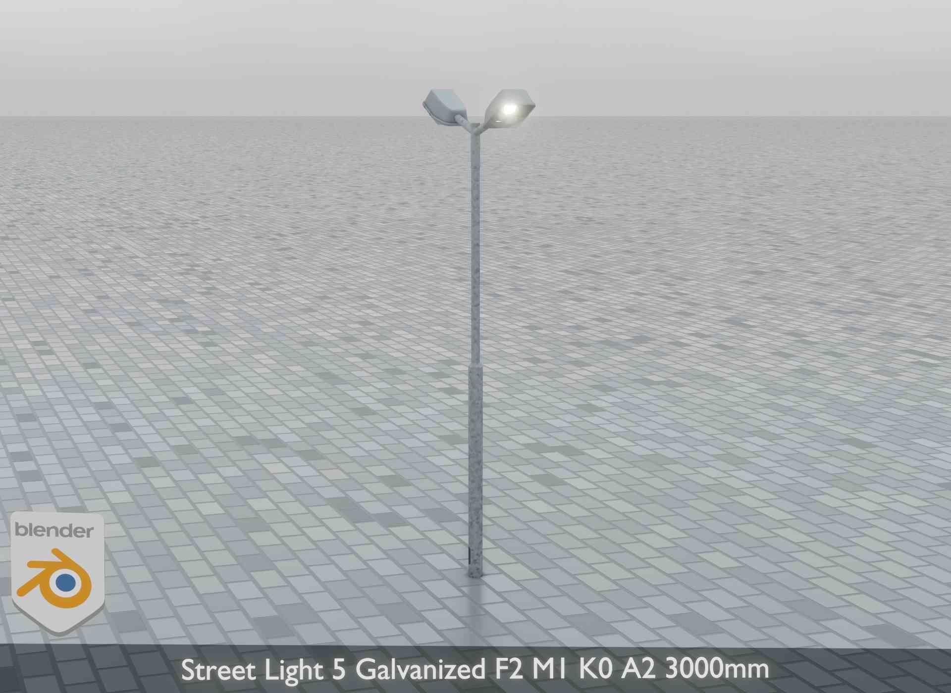 Street Light 5 Galvanized F2 M1 K0 A2 3000mm Low-poly 3D model_6