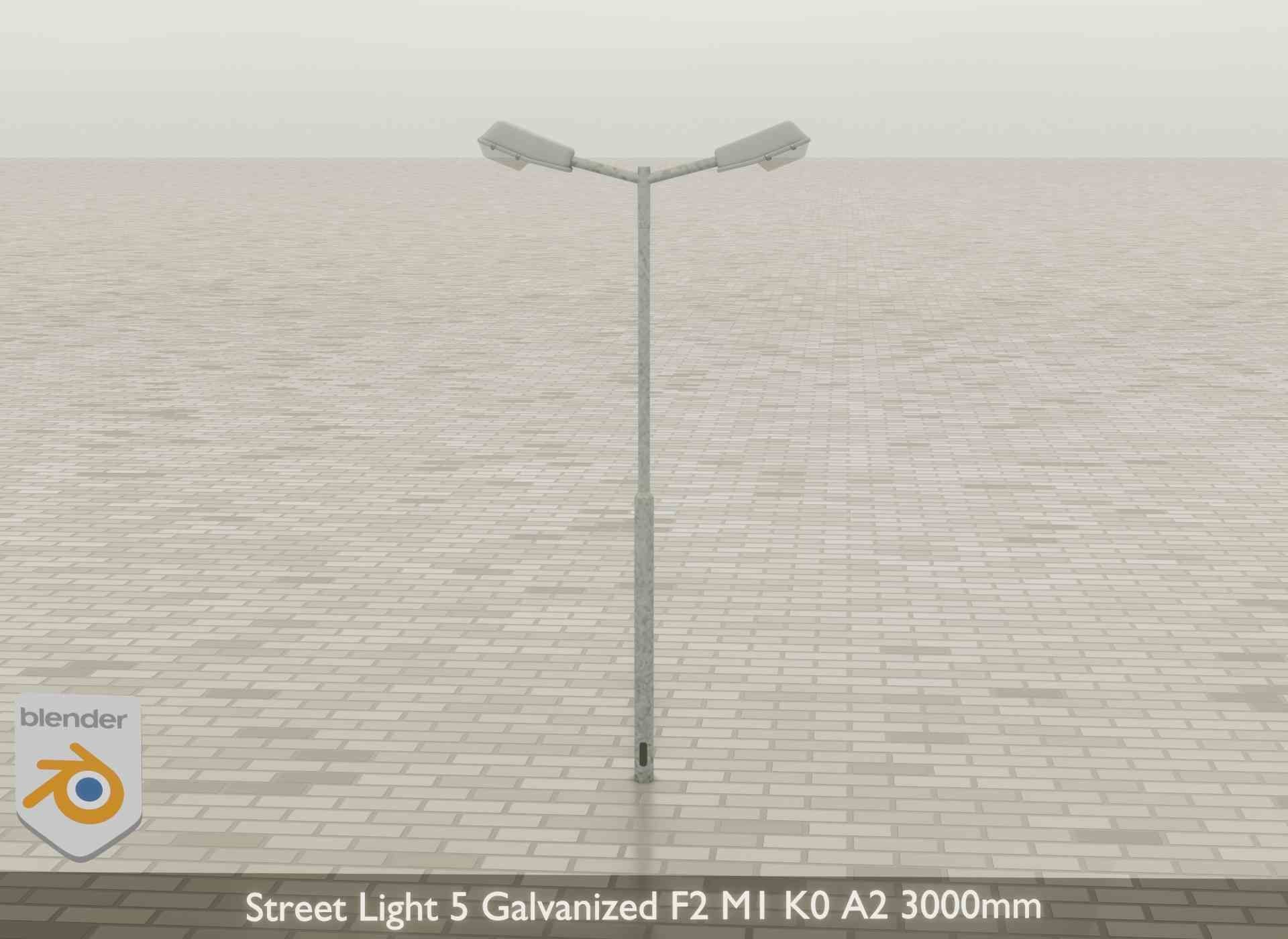 Street Light 5 Galvanized F2 M1 K0 A2 3000mm Low-poly 3D model_27