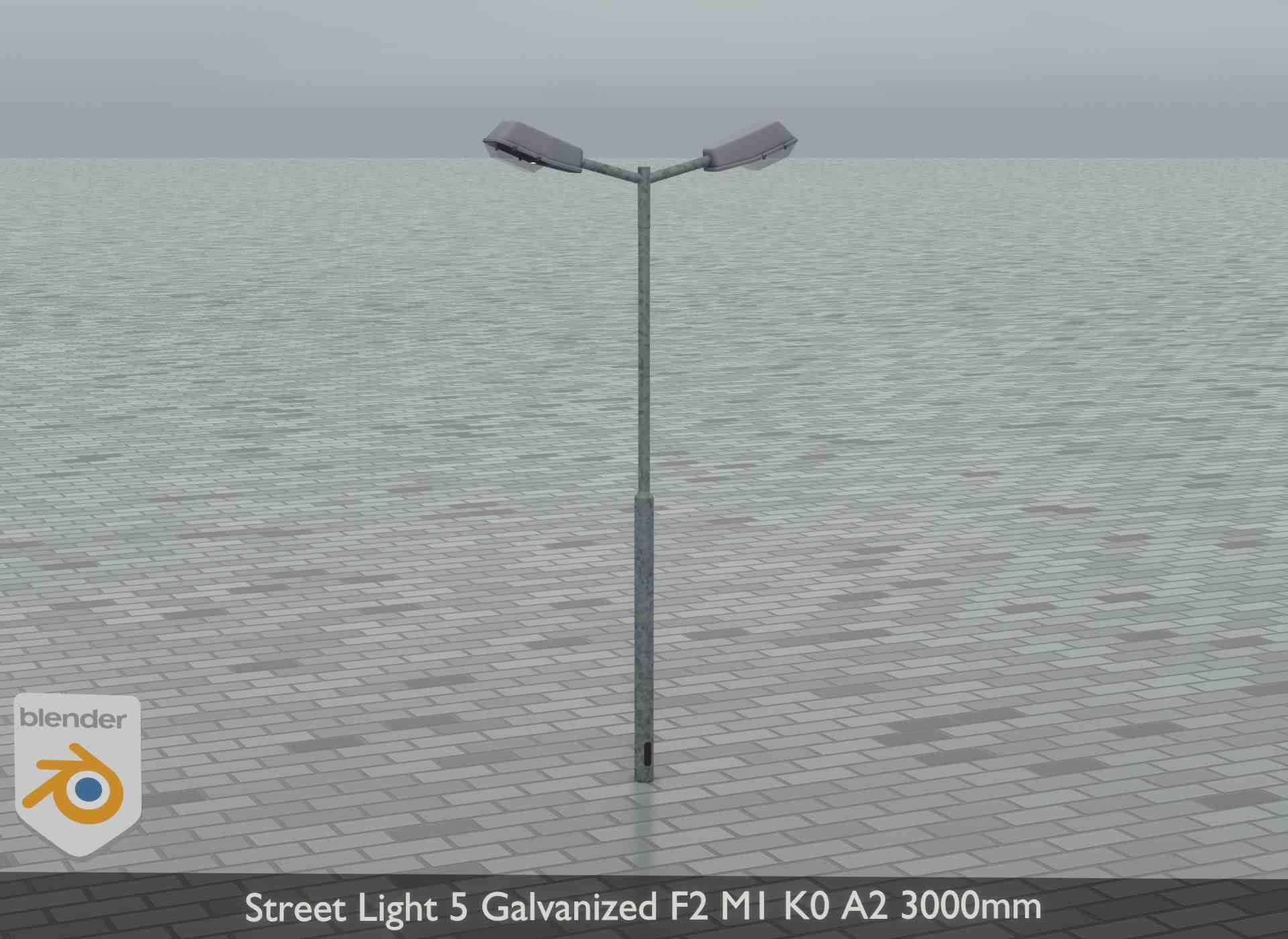 Street Light 5 Galvanized F2 M1 K0 A2 3000mm Low-poly 3D model_12