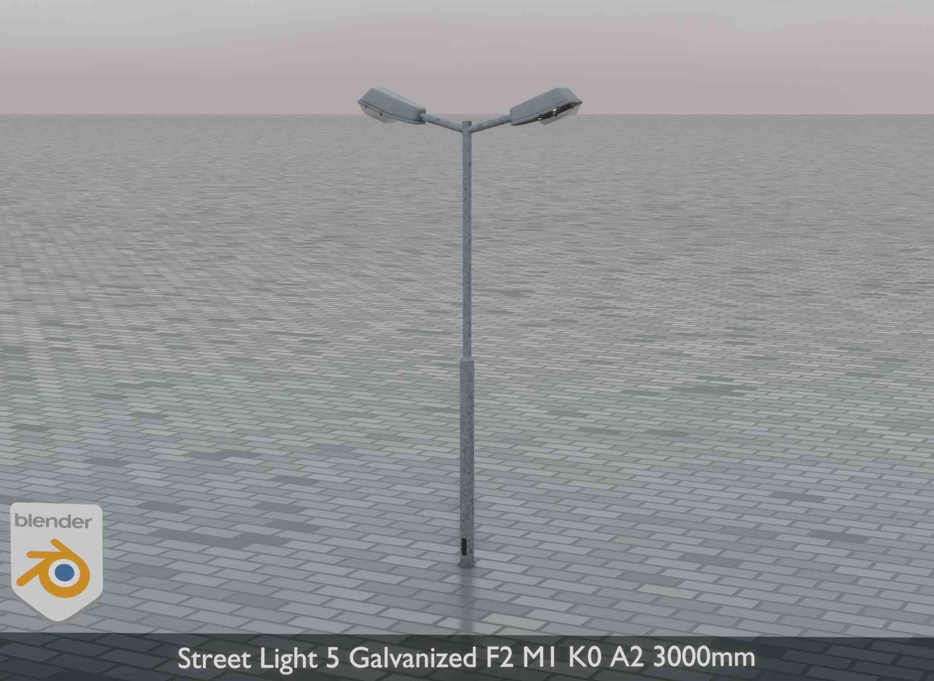 Street Light 5 Galvanized F2 M1 K0 A2 3000mm Low-poly 3D model_3