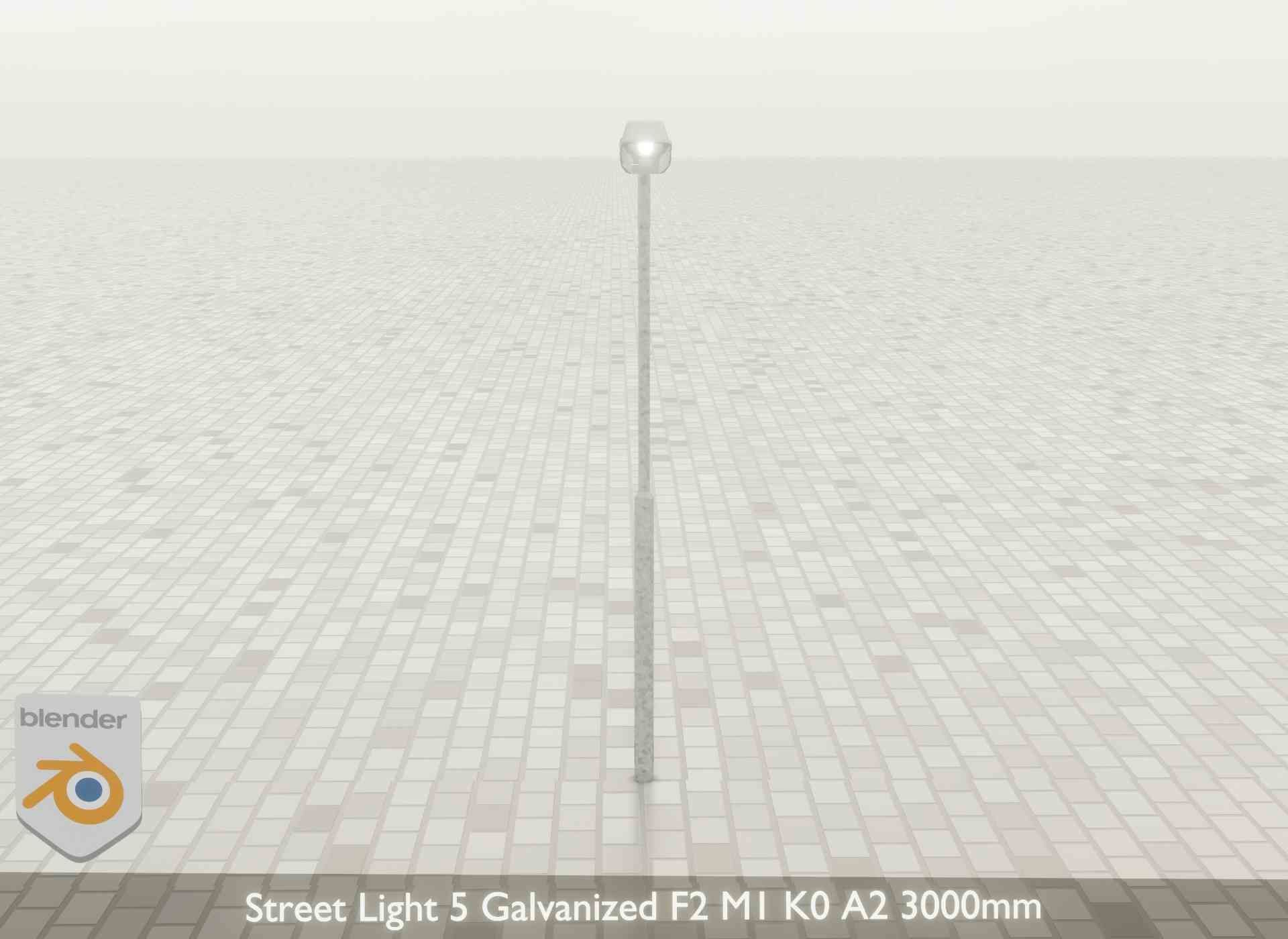 Street Light 5 Galvanized F2 M1 K0 A2 3000mm Low-poly 3D model_33