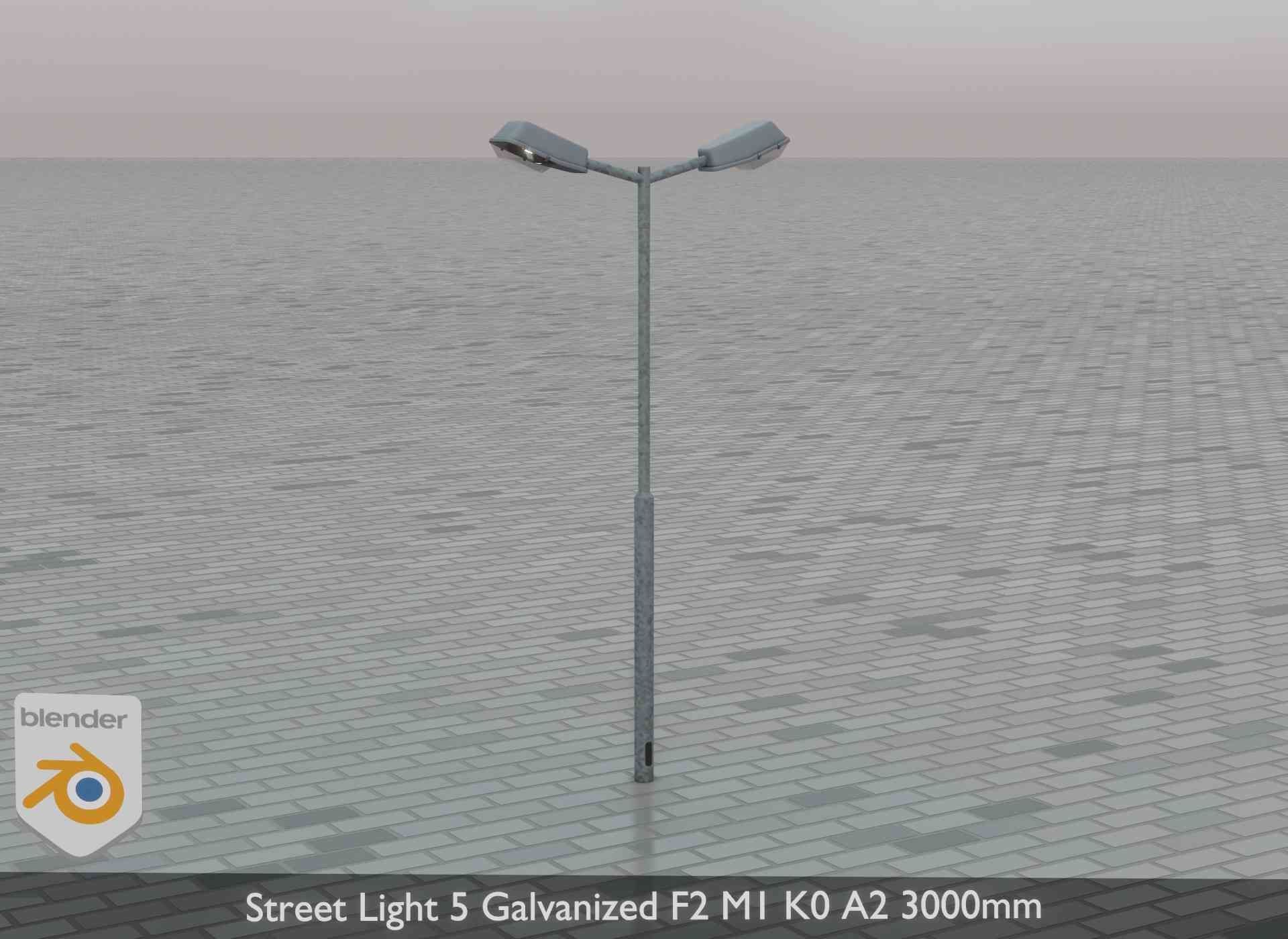 Street Light 5 Galvanized F2 M1 K0 A2 3000mm Low-poly 3D model_50