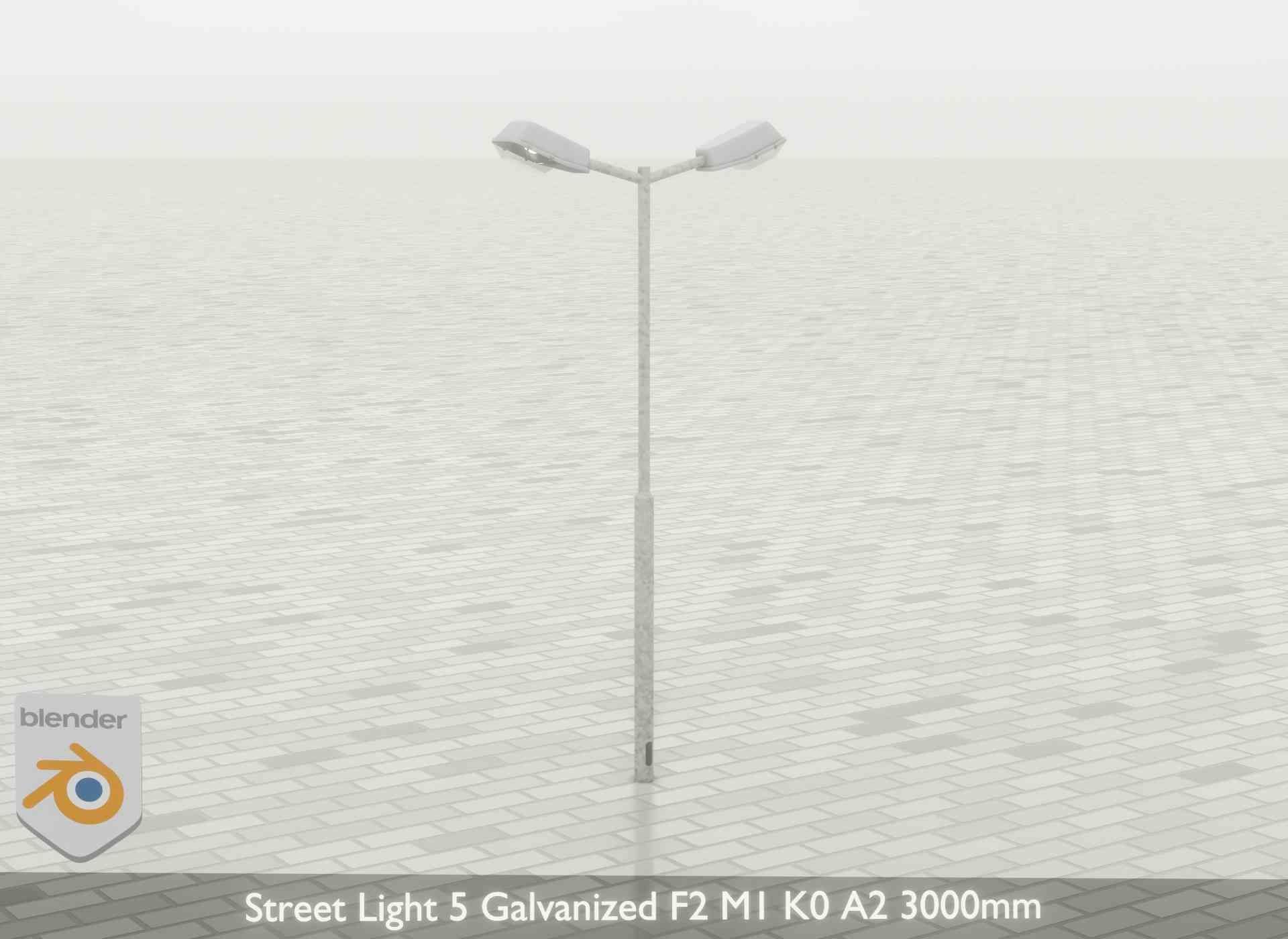 Street Light 5 Galvanized F2 M1 K0 A2 3000mm Low-poly 3D model_37