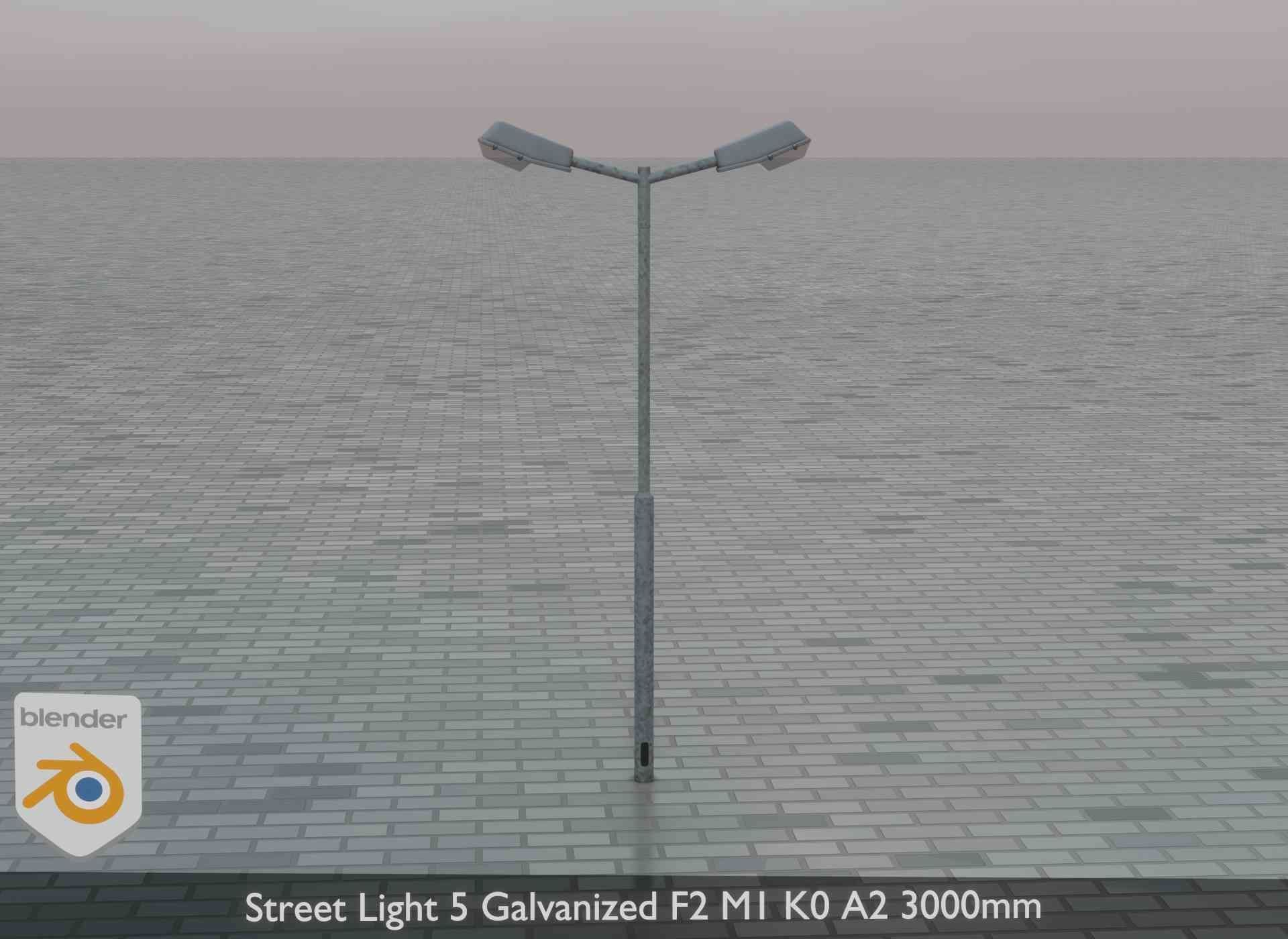 Street Light 5 Galvanized F2 M1 K0 A2 3000mm Low-poly 3D model_52