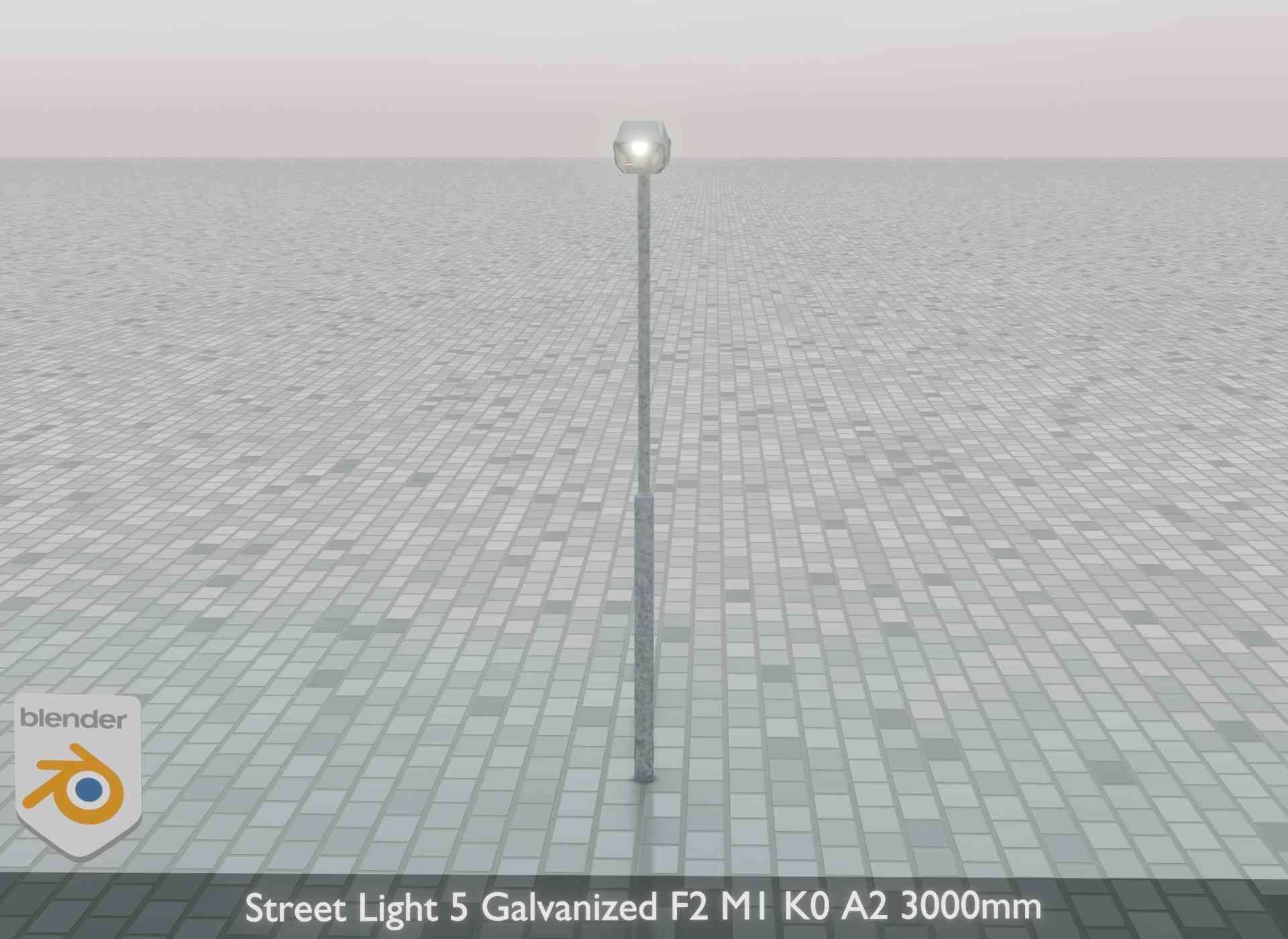 Street Light 5 Galvanized F2 M1 K0 A2 3000mm Low-poly 3D model_46